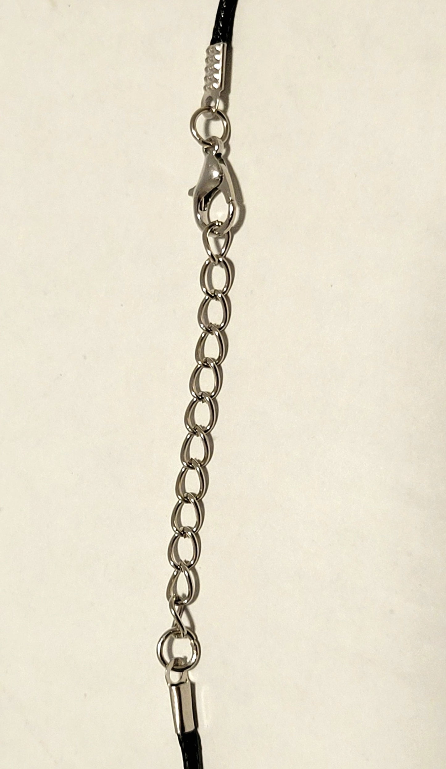 Handmade Resin Art 25x35mm Rectangle Pendant with 24" inch black leather rope chain