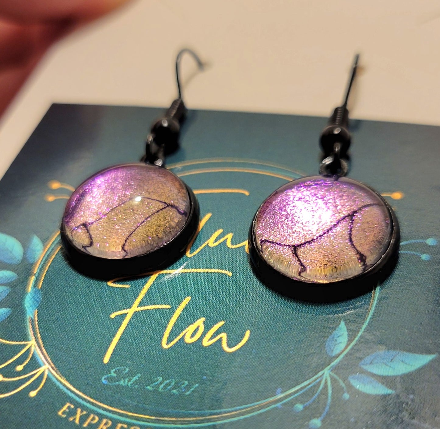 Handmade Colorshifting Black Hook Earrings