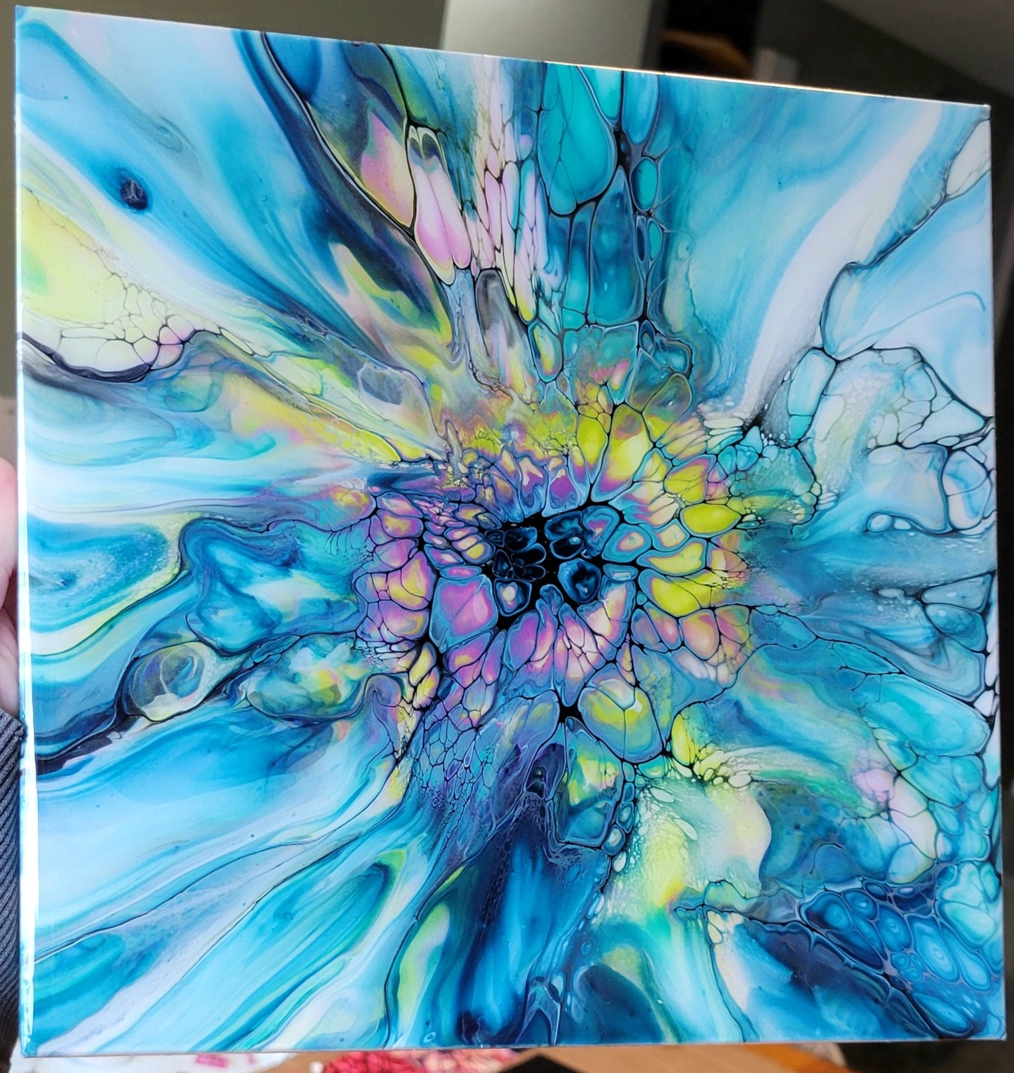 Original Fluid Art Painting on a Cradled Wood Panel