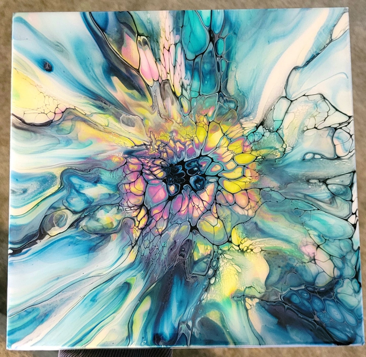 Original Fluid Art Painting on a Cradled Wood Panel
