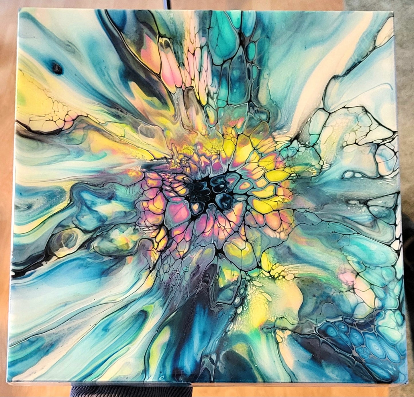Original Fluid Art Painting on a Cradled Wood Panel