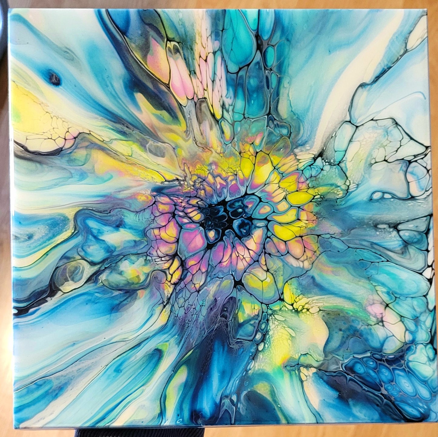 Original Fluid Art Painting on a Cradled Wood Panel