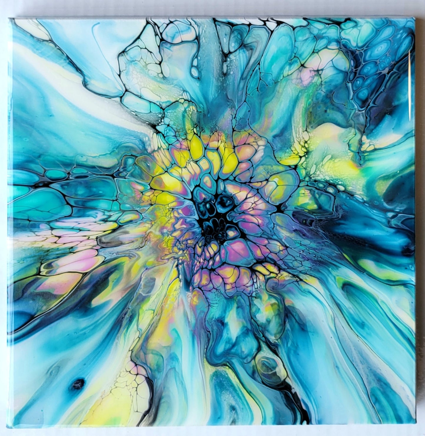 Original Fluid Art Painting on a Cradled Wood Panel