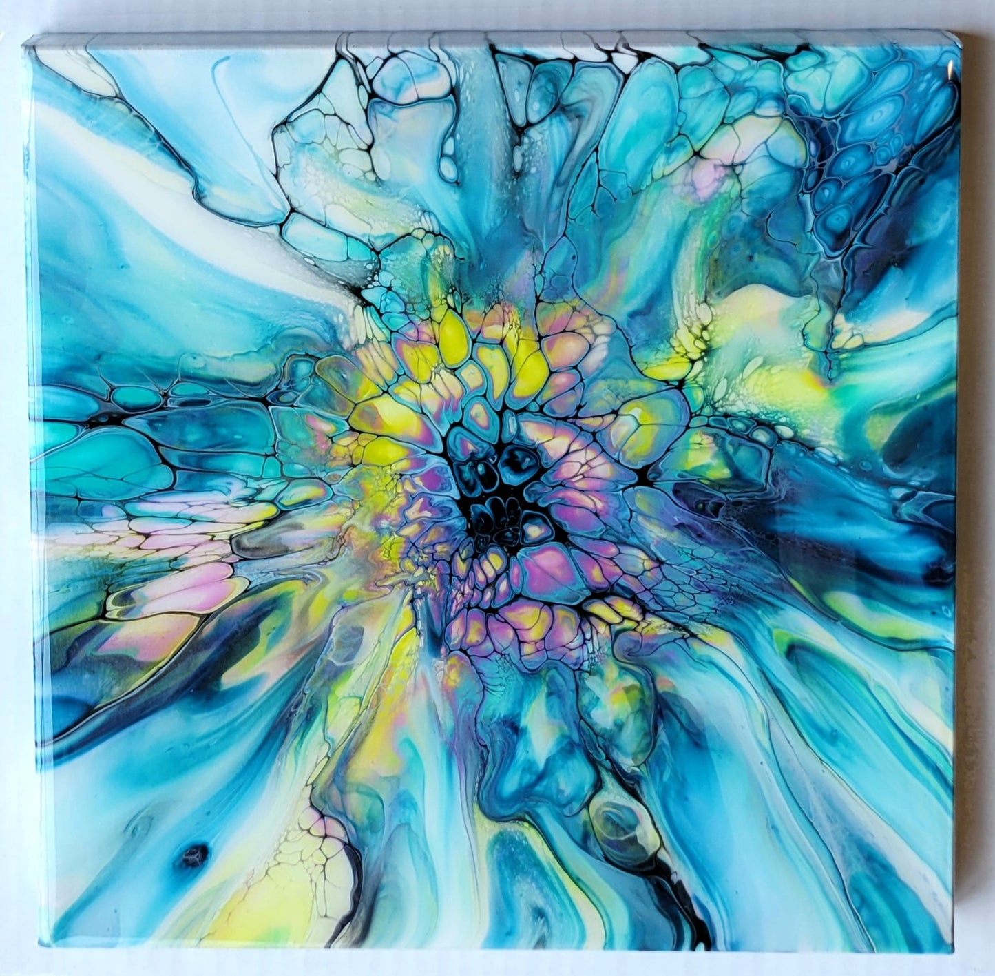 Original Fluid Art Painting on a Cradled Wood Panel