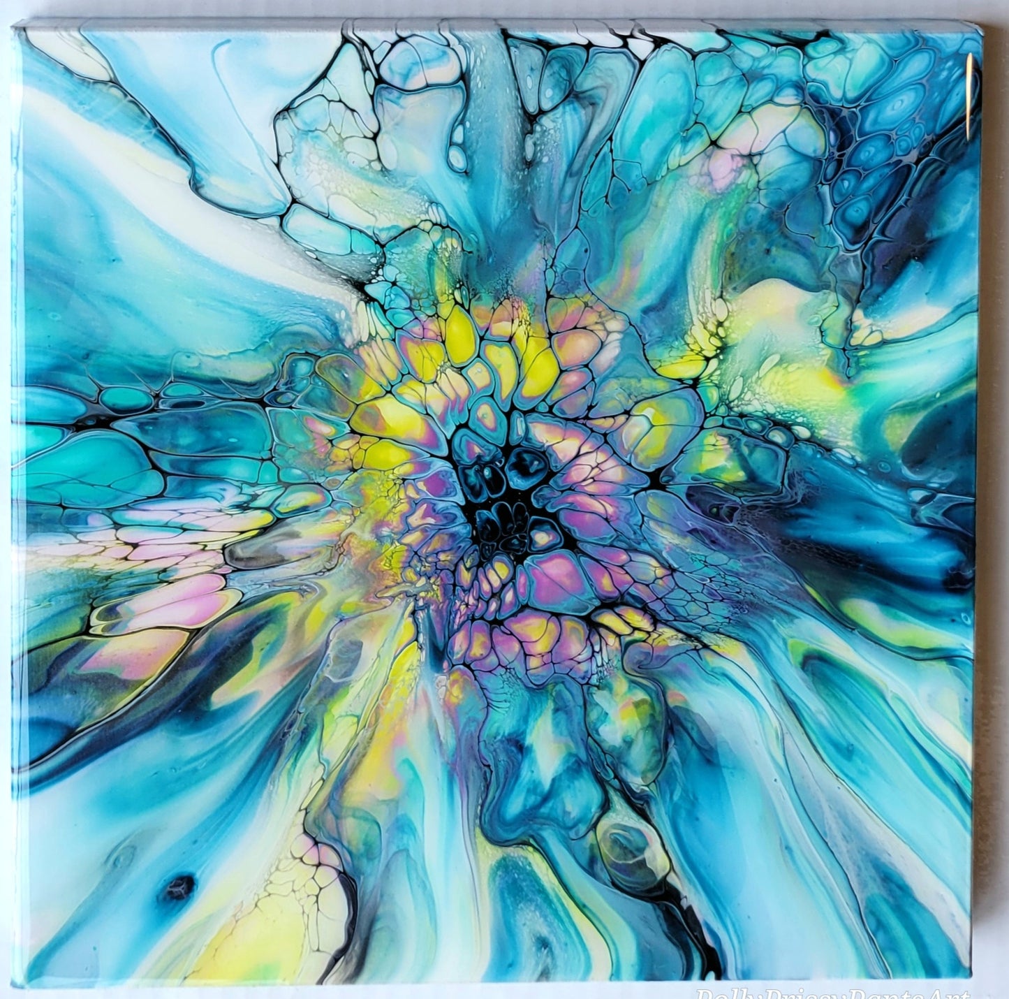 Original Fluid Art Painting on a Cradled Wood Panel