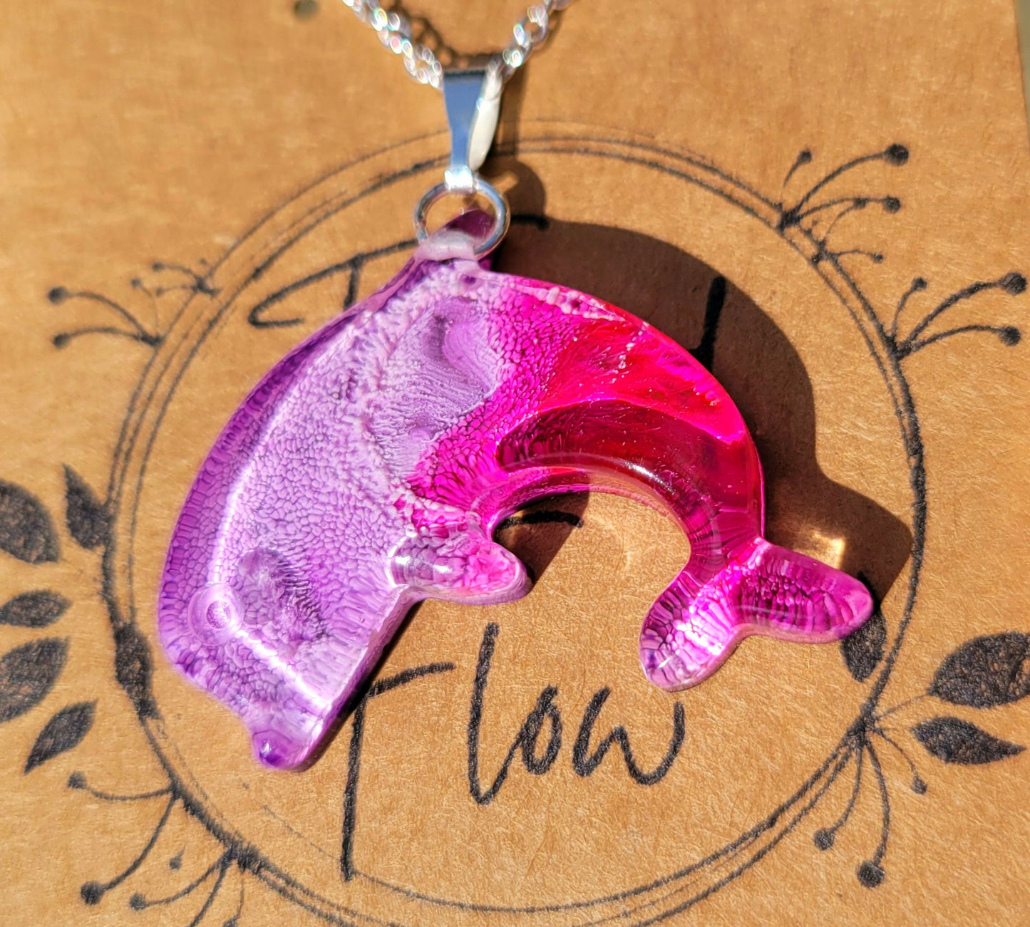 Handmade Resin Art Dolphin Pendant with Silver Plated Necklace