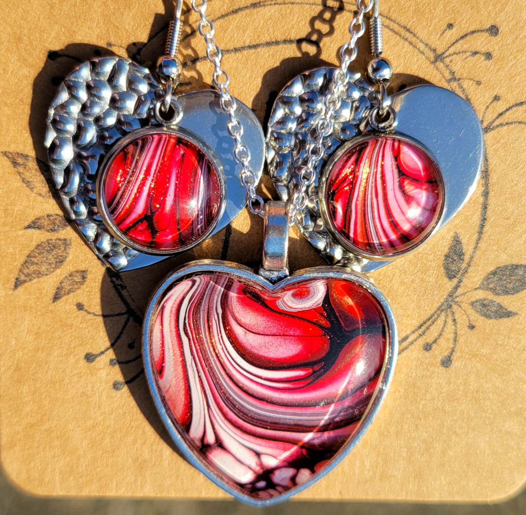 Handmade Fluid Art Earring and Necklace Set – Fluid Flow Expressions