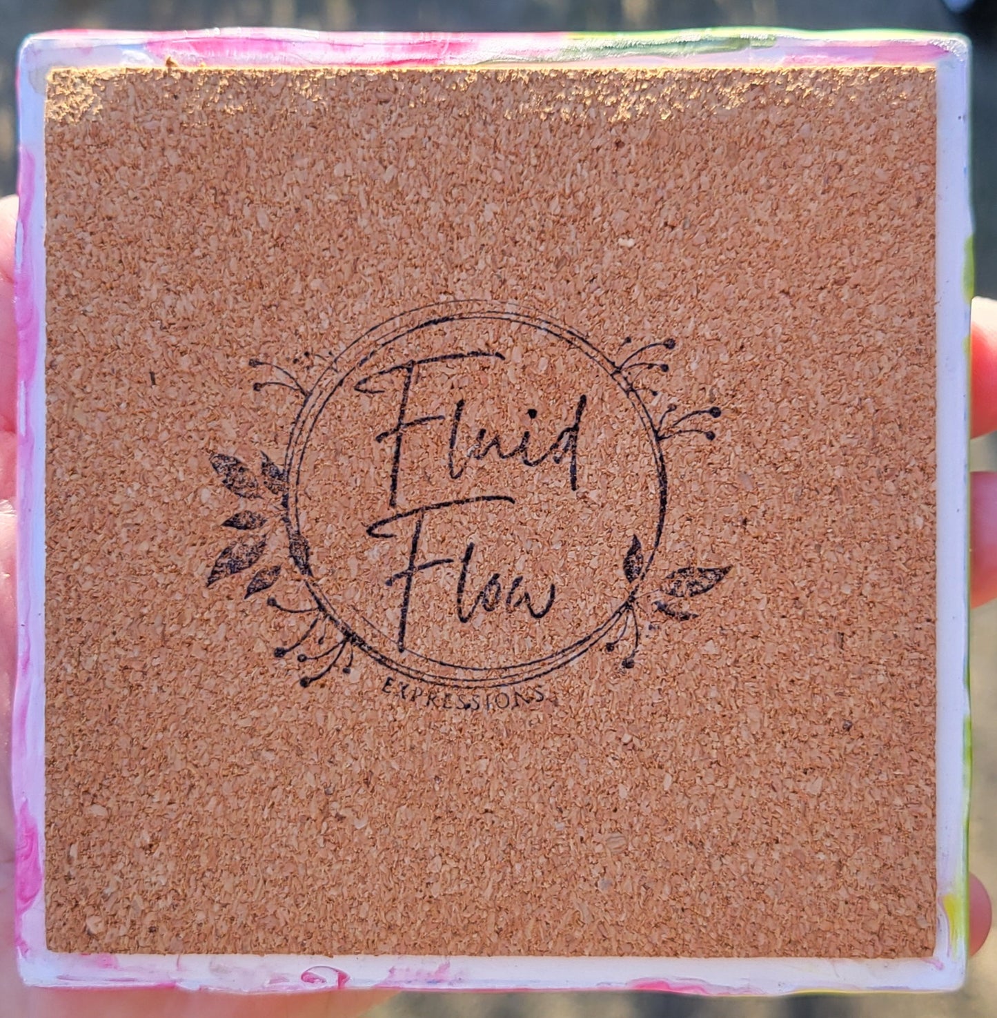 Fluid Art on a 4.25 inch Tile/Coaster with Cork Bottom