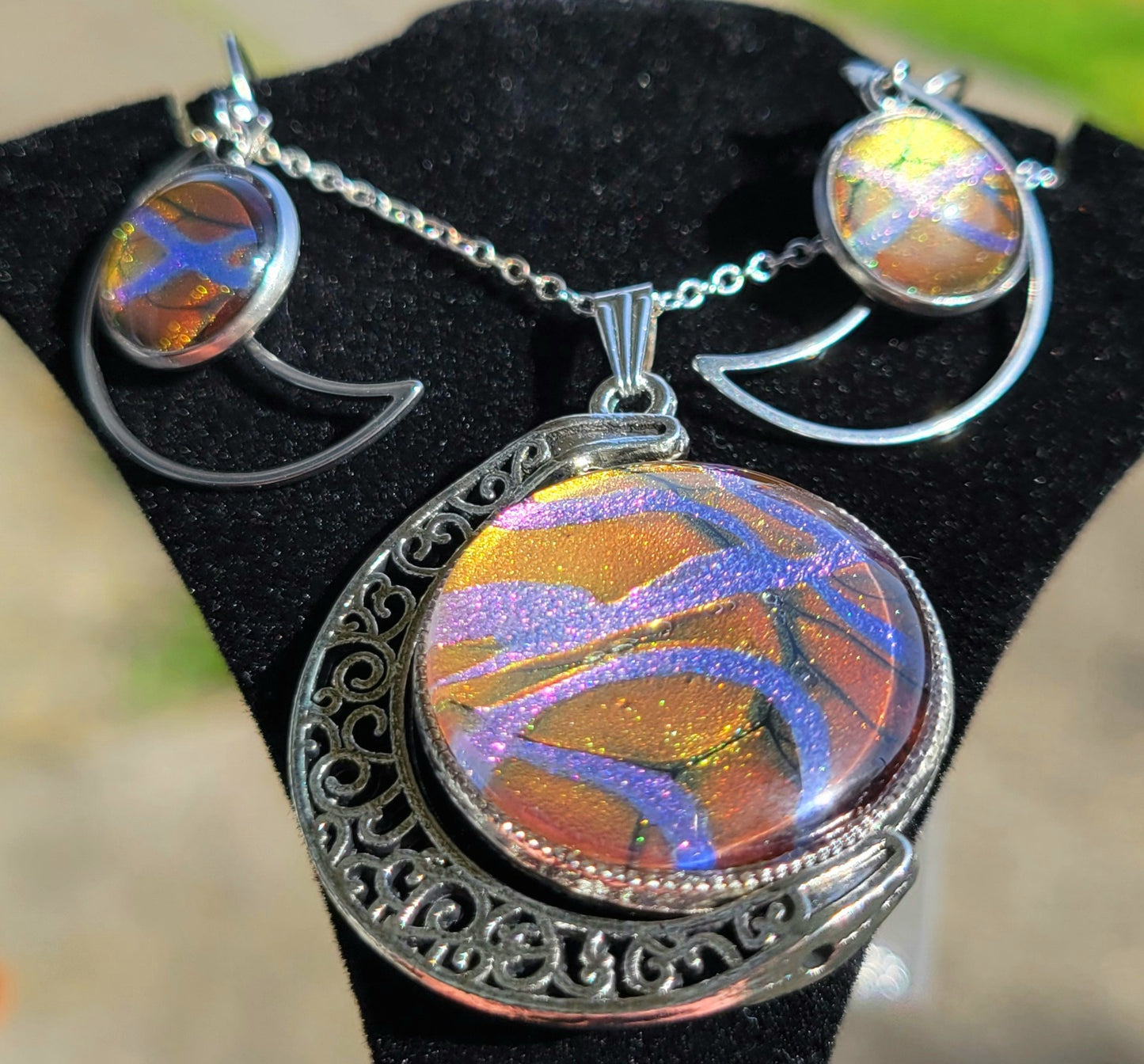 Handmade Fluid Art Earring and Necklace Set