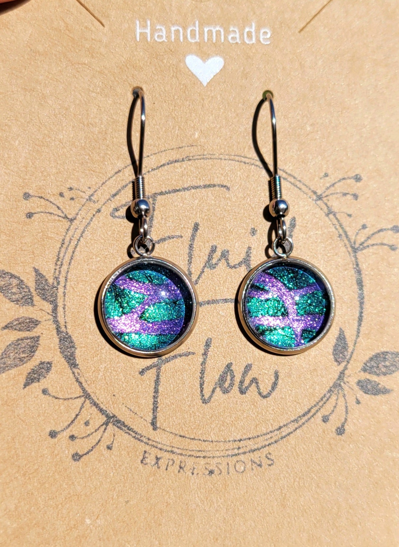 Handmade Fluid Art Hook Earrings