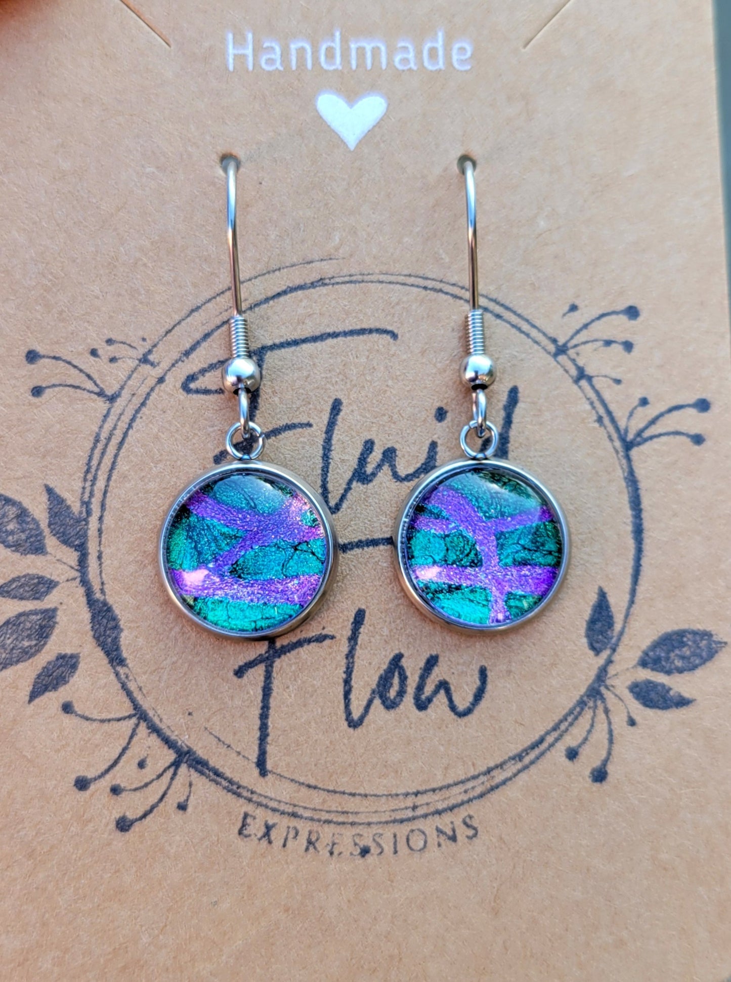 Handmade Fluid Art Hook Earrings