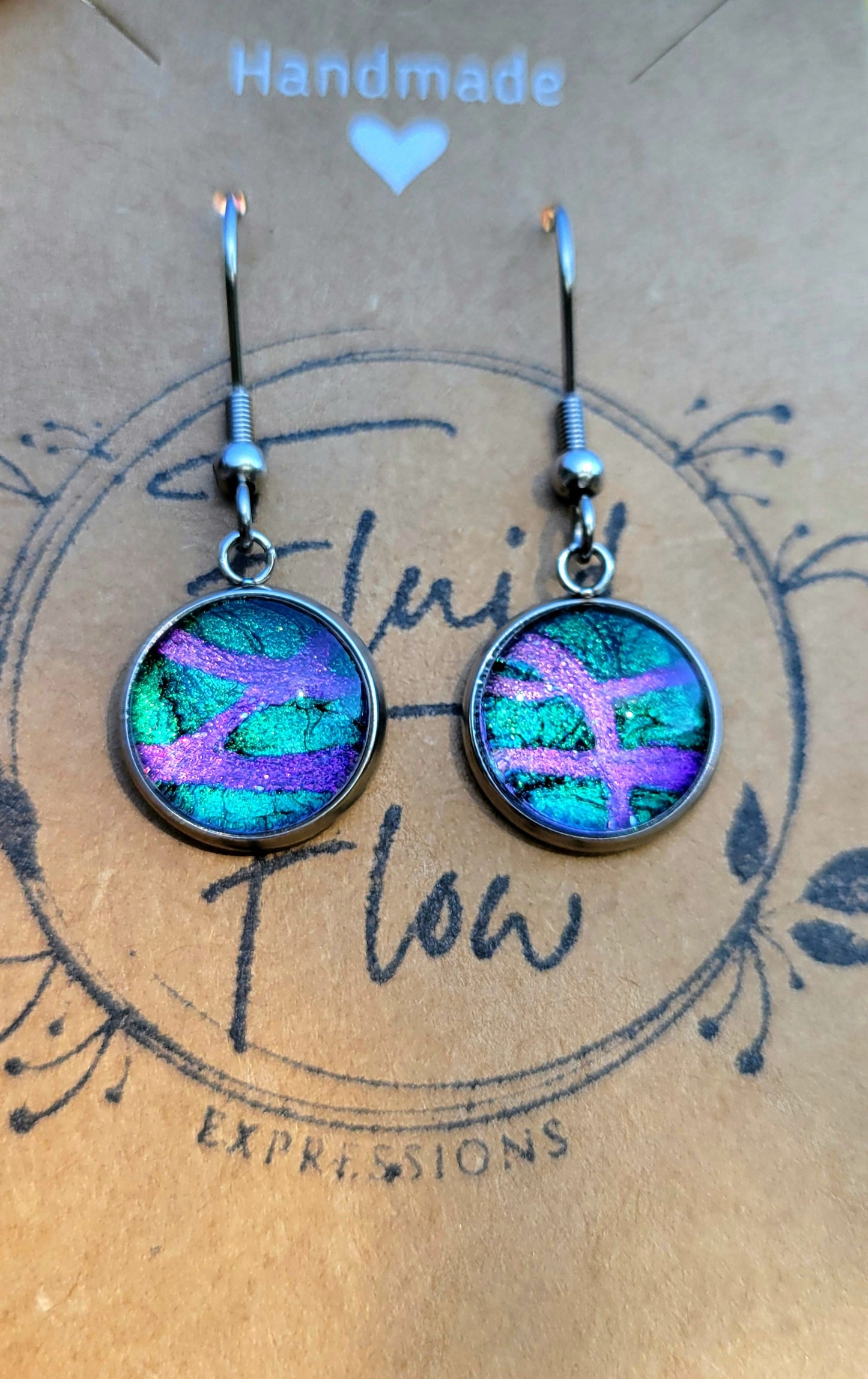 Handmade Fluid Art Hook Earrings