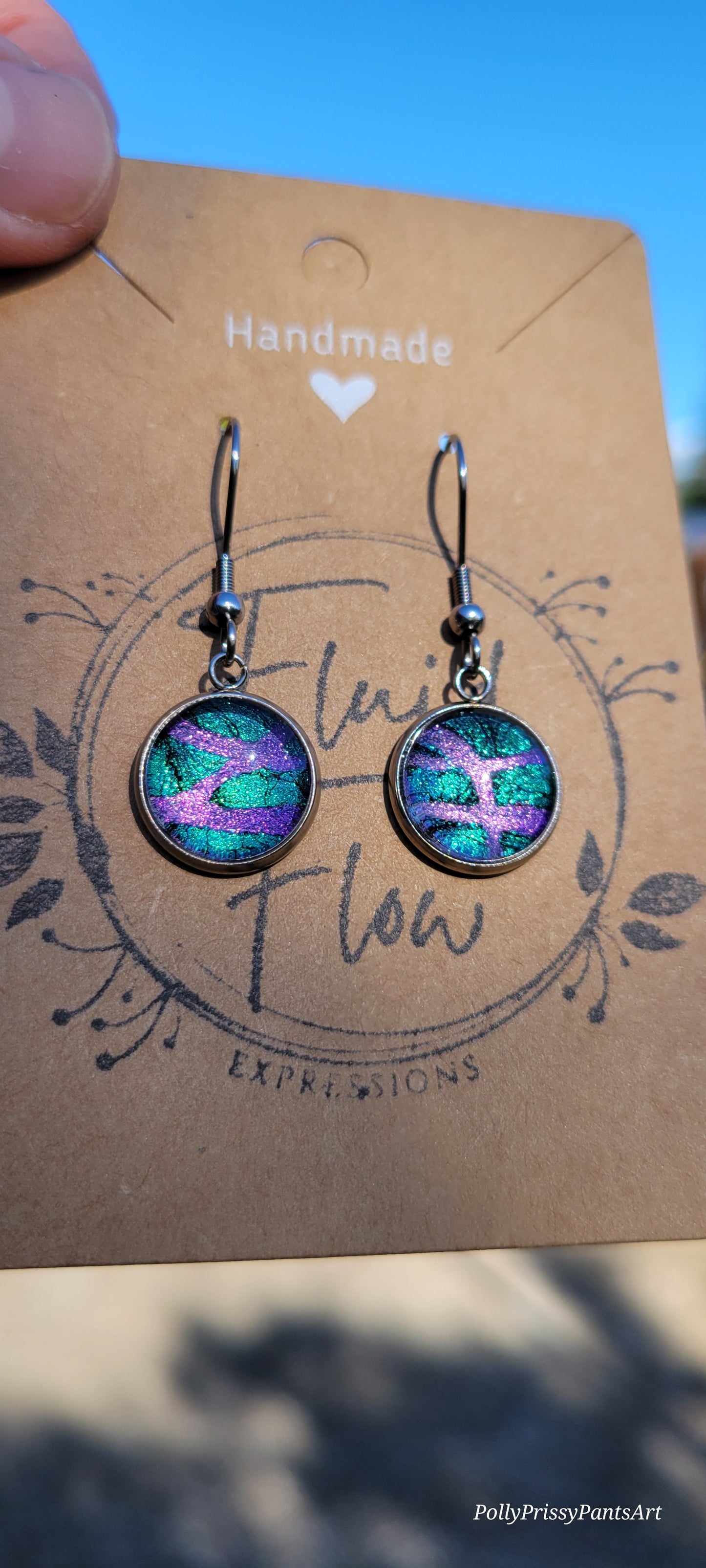 Handmade Fluid Art Hook Earrings