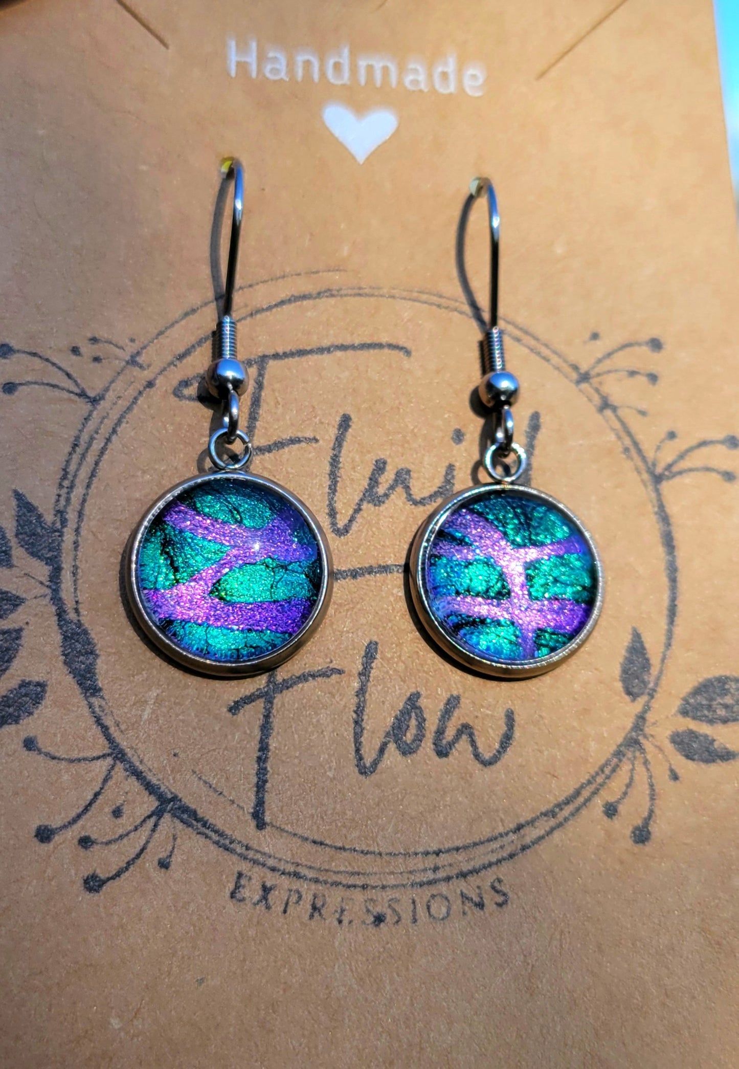 Handmade Fluid Art Hook Earrings