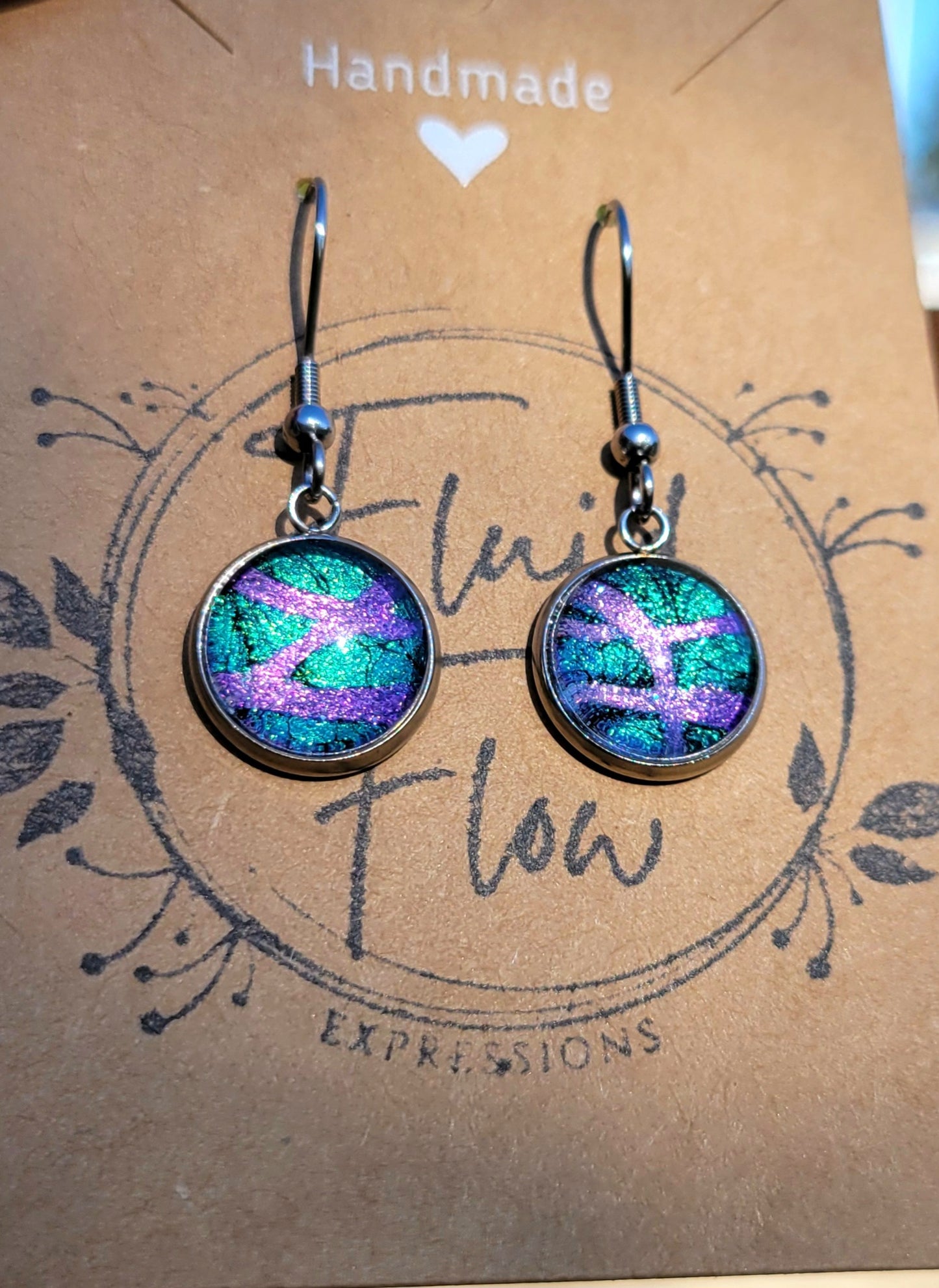 Handmade Fluid Art Hook Earrings