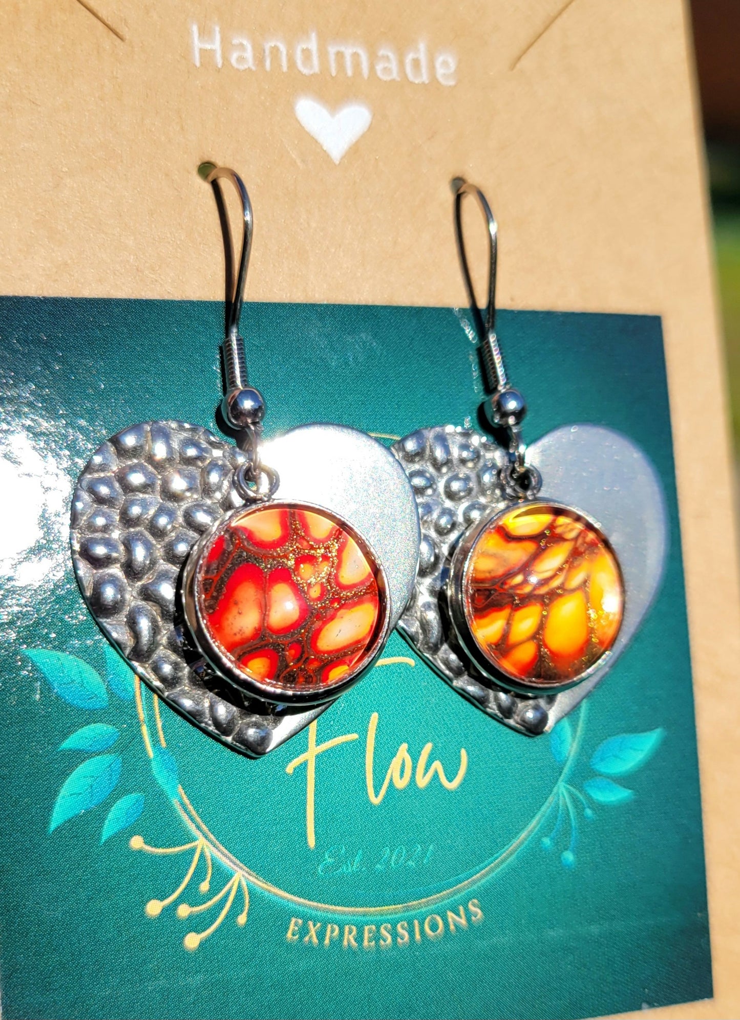 Handmade Colorshifting Silver Decorative Hook Earrings