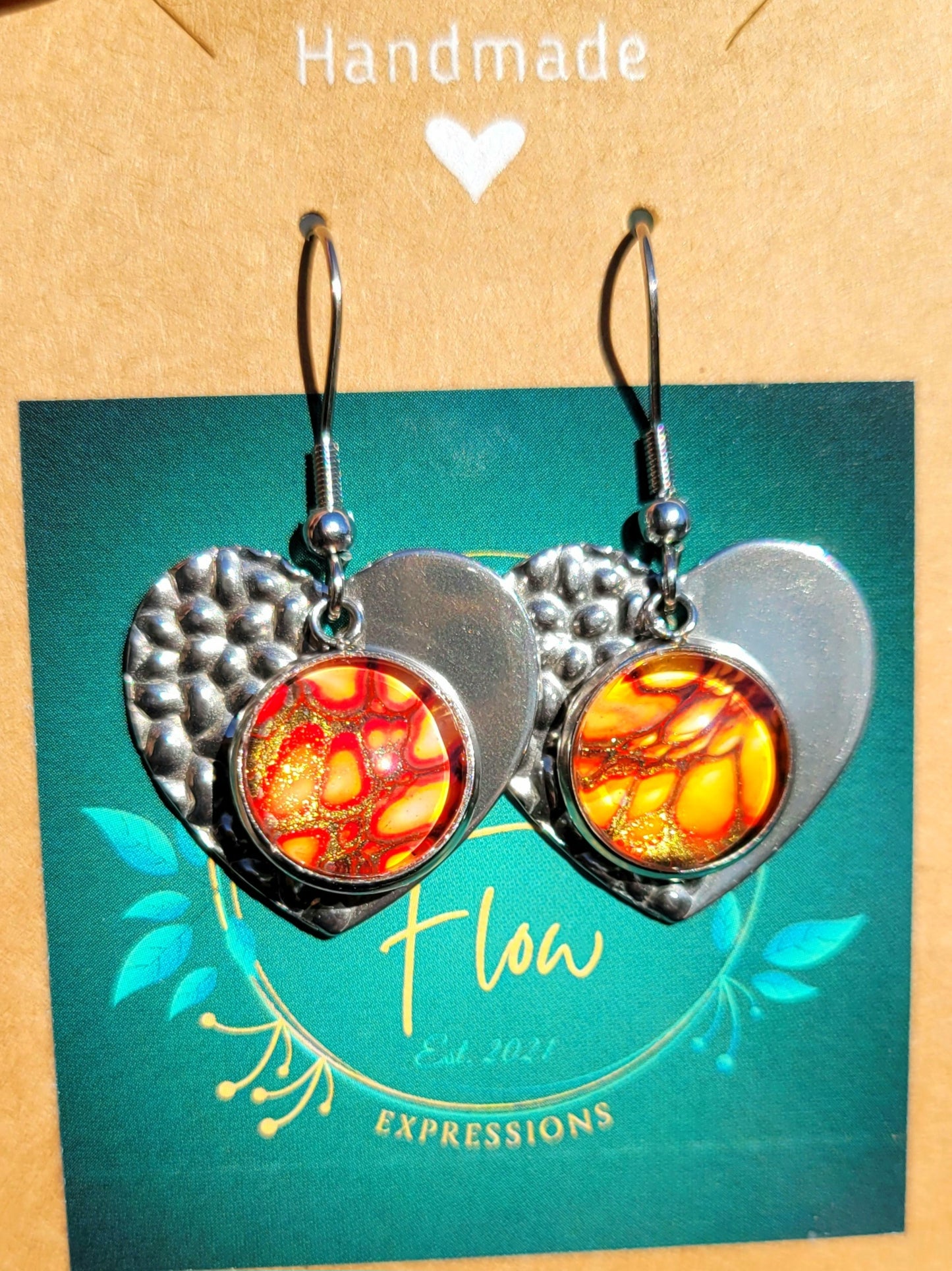 Handmade Colorshifting Silver Decorative Hook Earrings