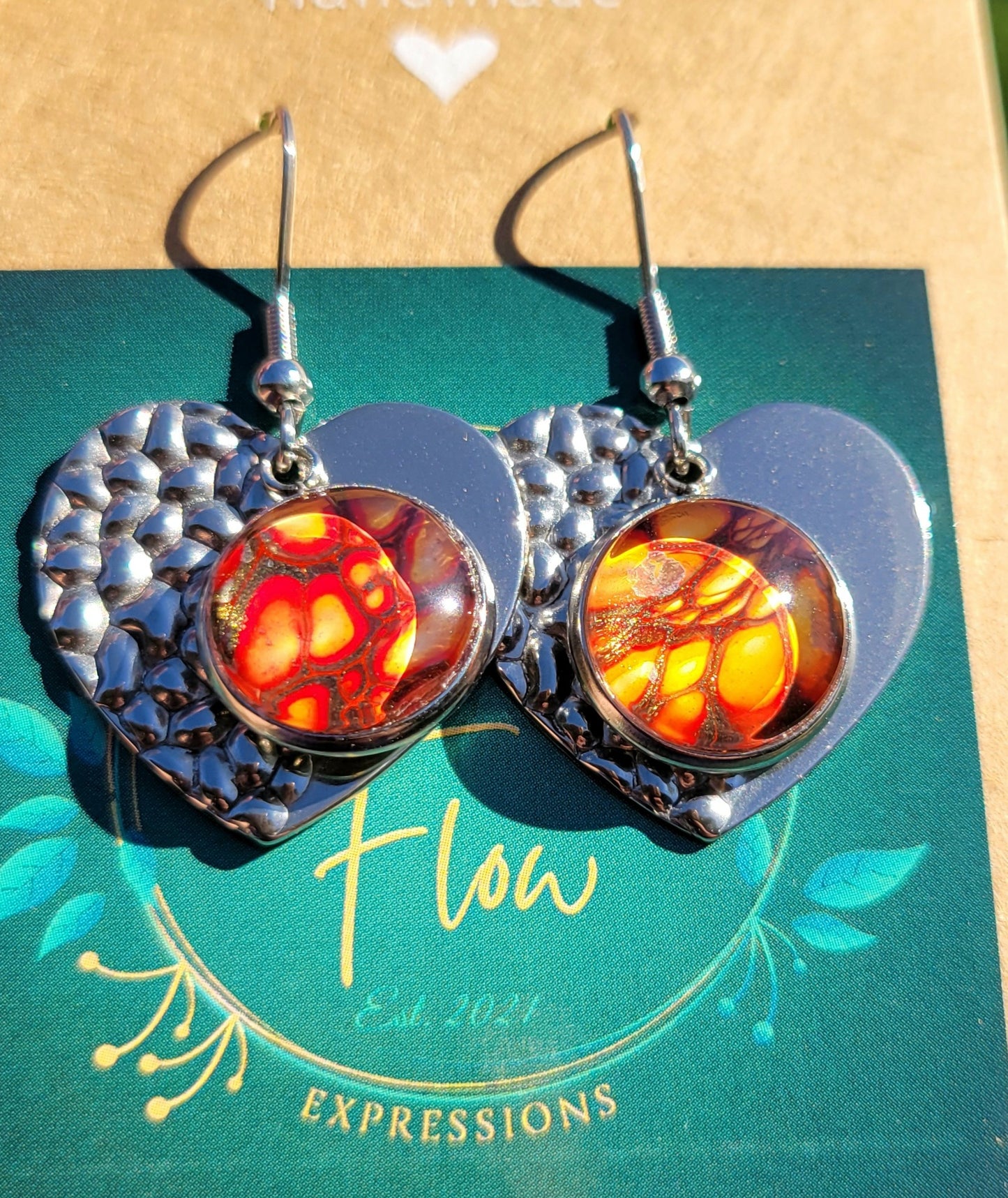 Handmade Colorshifting Silver Decorative Hook Earrings