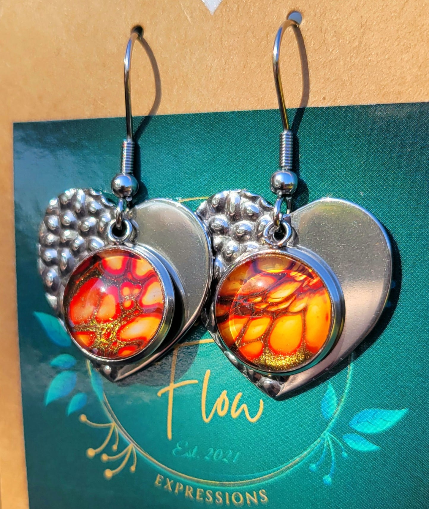 Handmade Colorshifting Silver Decorative Hook Earrings