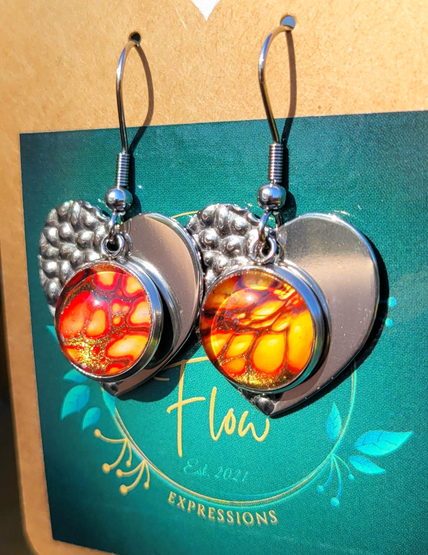 Handmade Colorshifting Silver Decorative Hook Earrings