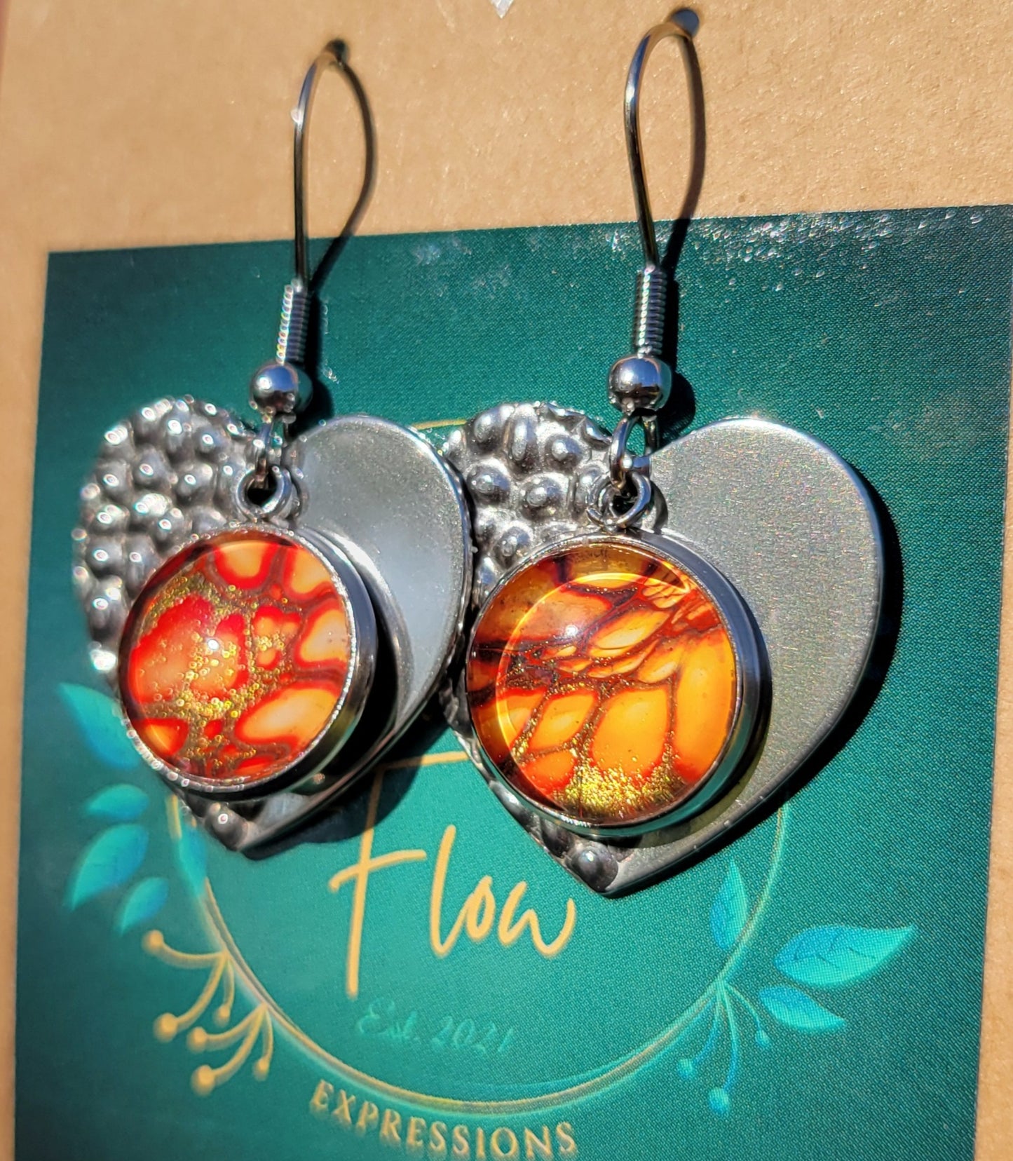 Handmade Colorshifting Silver Decorative Hook Earrings