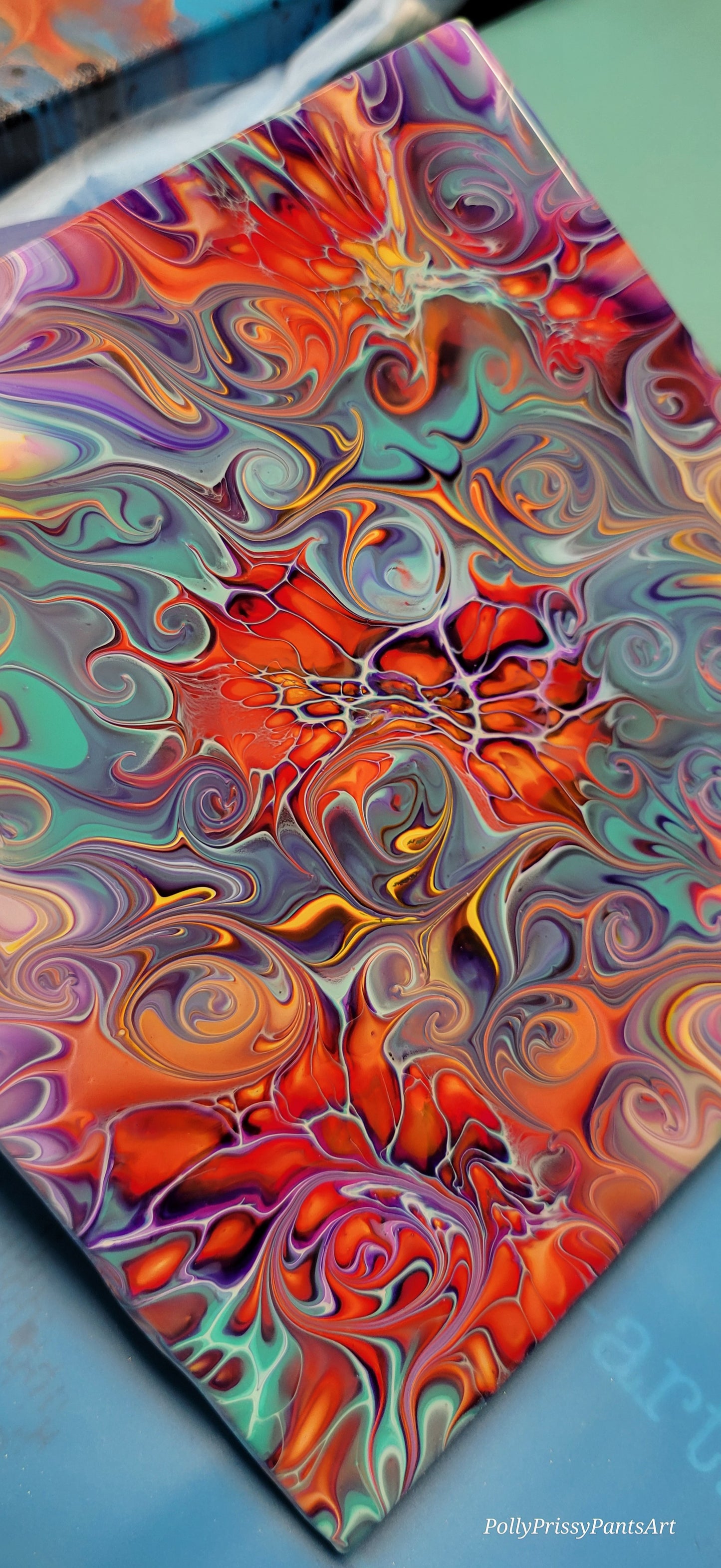 Fluid Art on a 6 Inch Tile