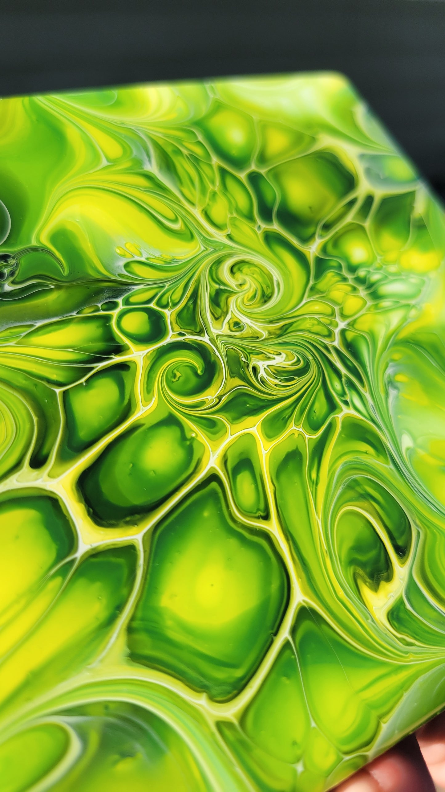 Fluid Art Bloom on a 4.25 inch Tile/Coaster with Cork Bottom