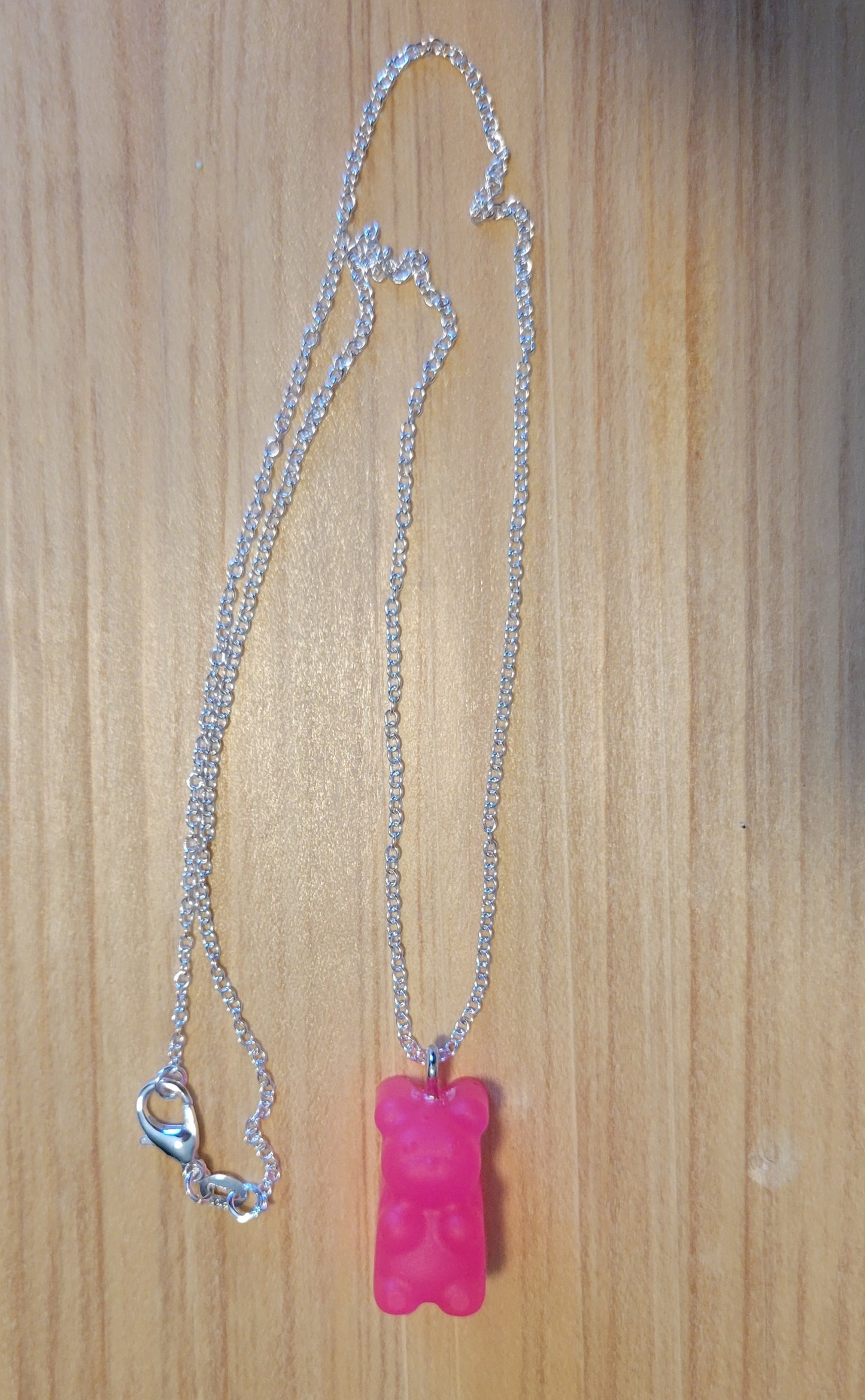Gummy Bear Glow in The Dark Pendant with Necklace Chain (PINK)
