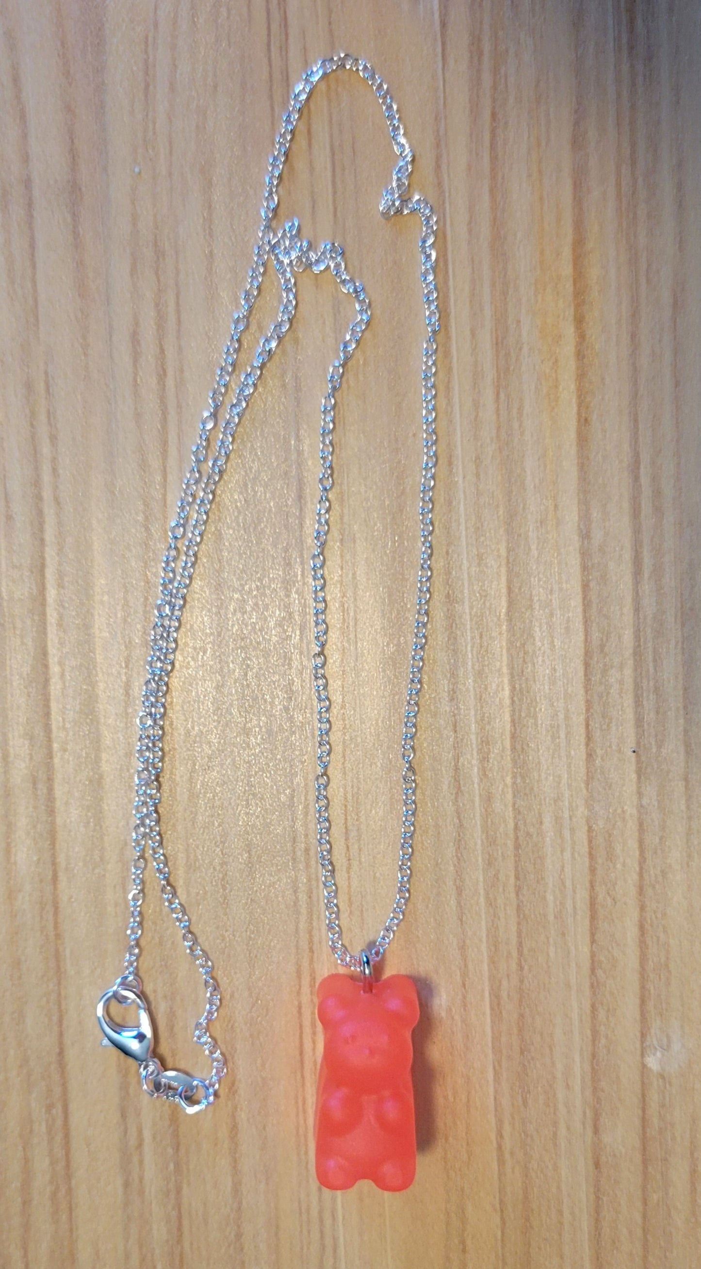 Gummy Bear Glow in The Dark Pendant with Necklace Chain (REDISH-ORANGE)