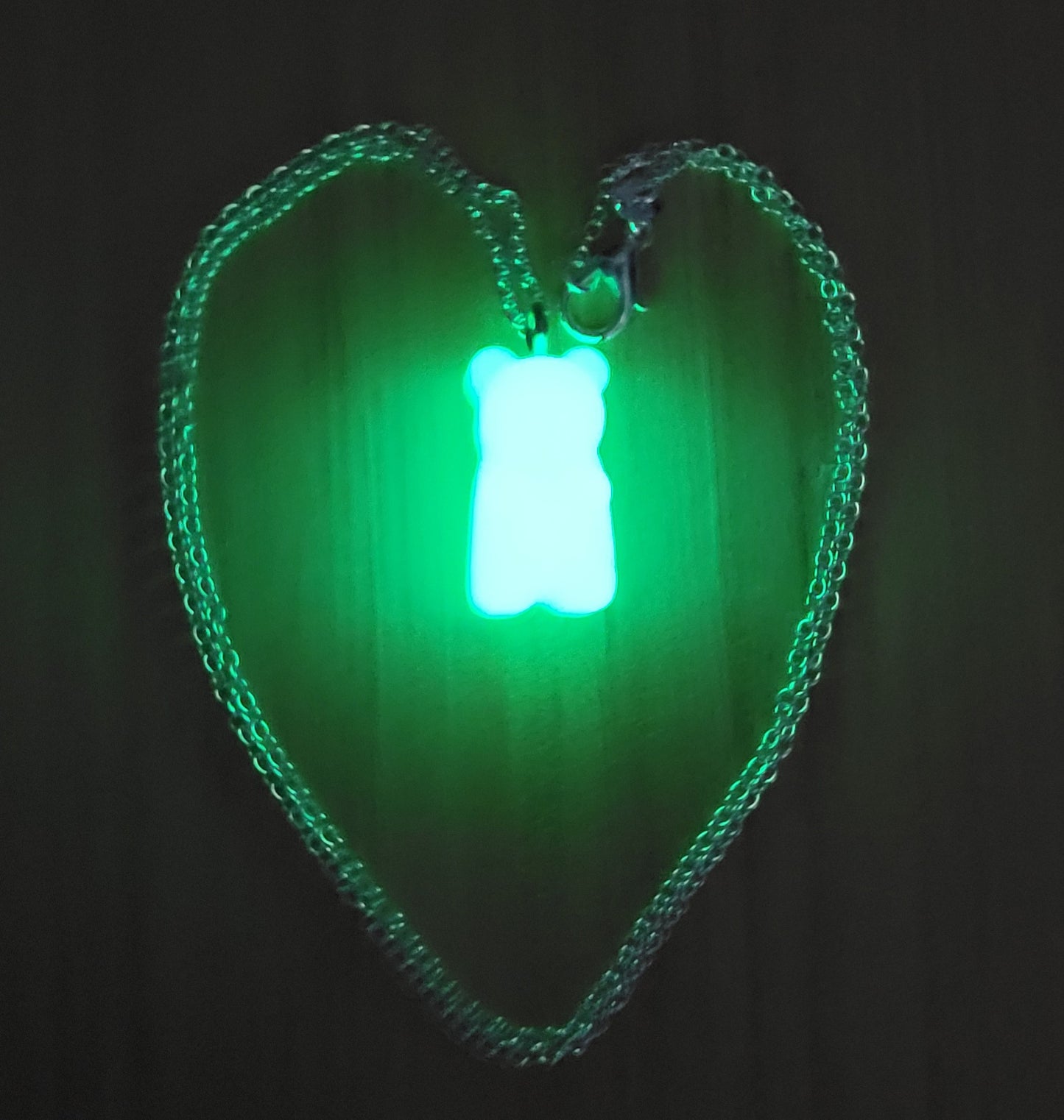 Gummy Bear Glow in The Dark Pendant with Necklace Chain (GREEN)
