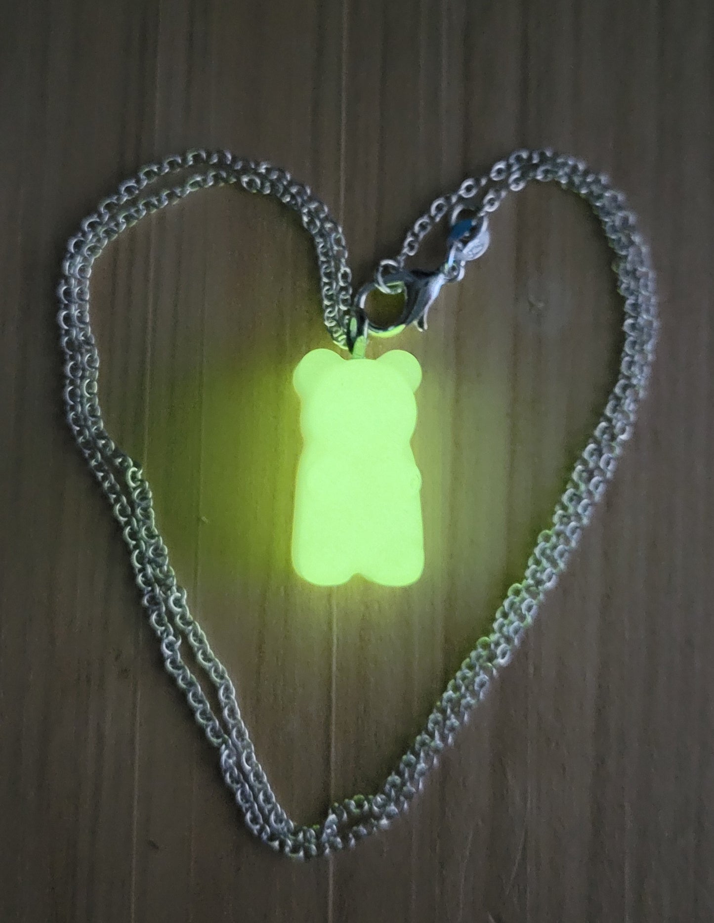 Gummy Bear Glow in The Dark Pendant with Necklace Chain (YELLOW)