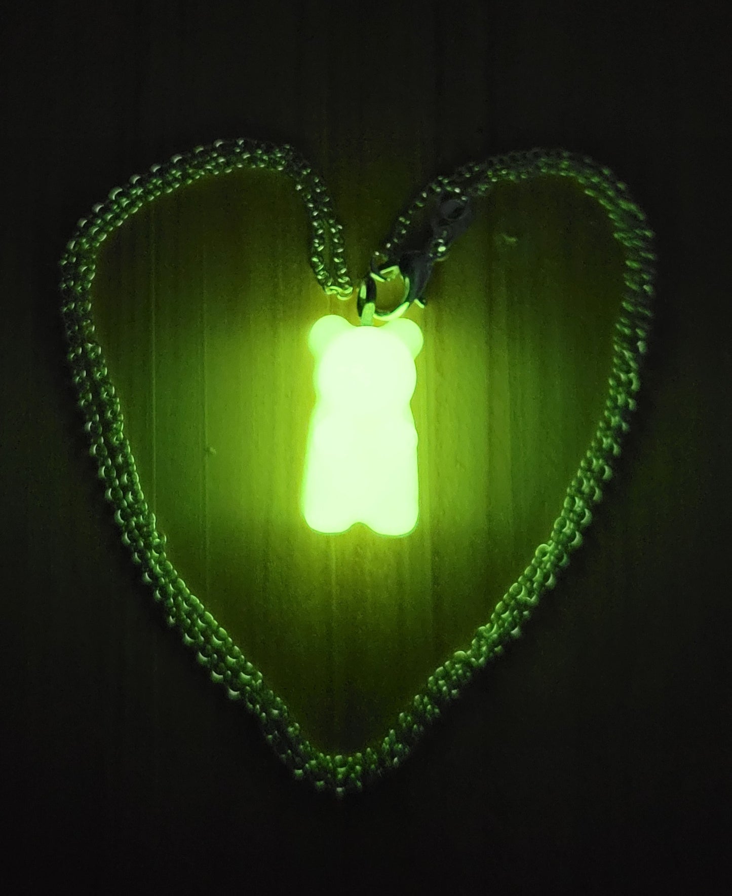 Gummy Bear Glow in The Dark Pendant with Necklace Chain (ORANGE)