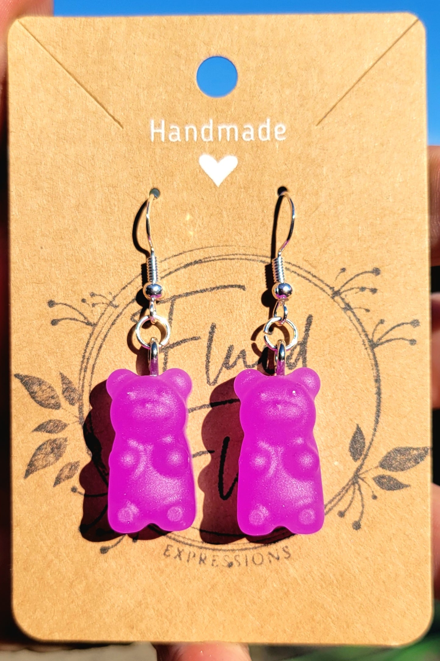 Glow in The Dark Gummy Bear Earrings (PURPLE)