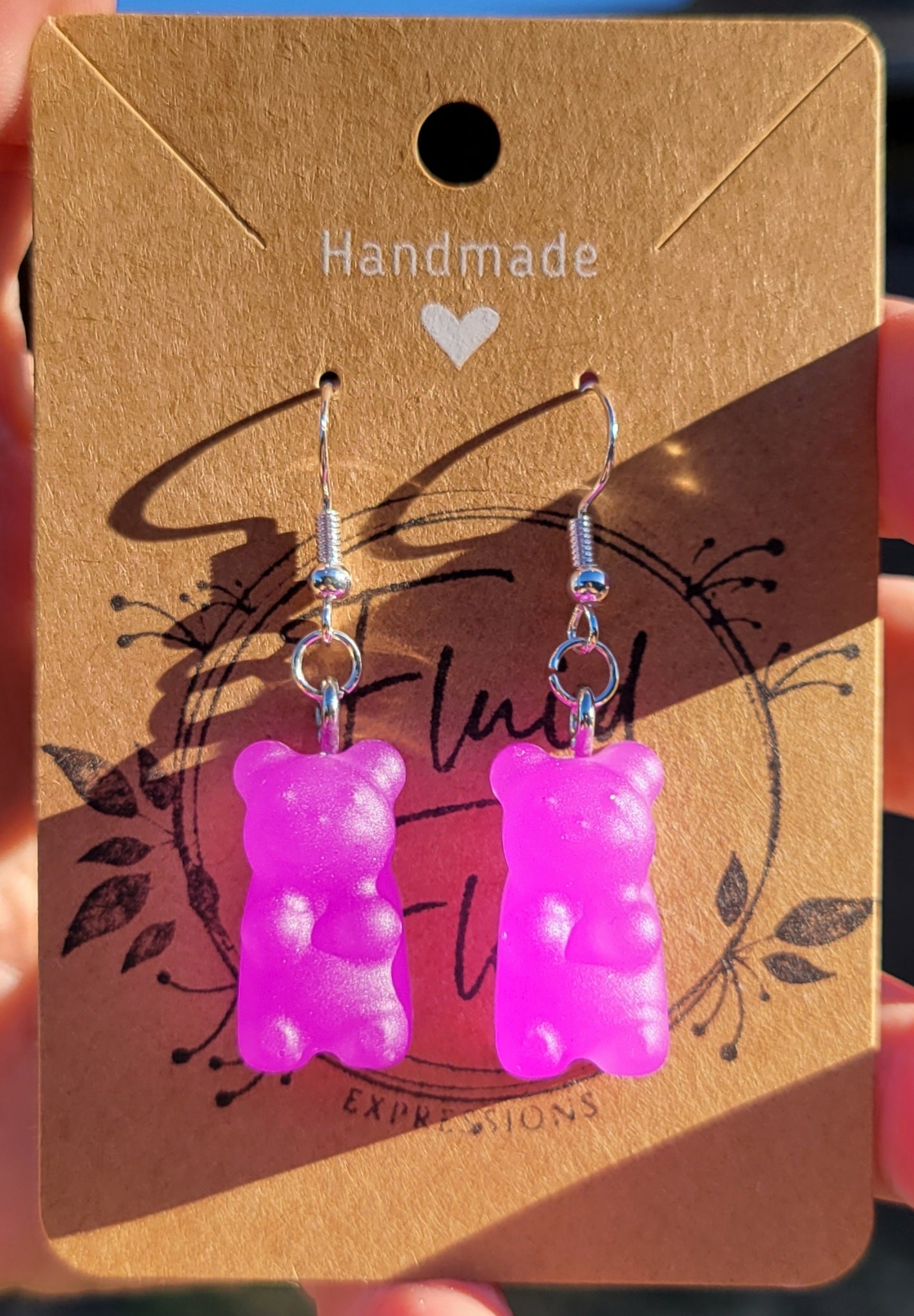 Glow in The Dark Gummy Bear Earrings (PURPLE)