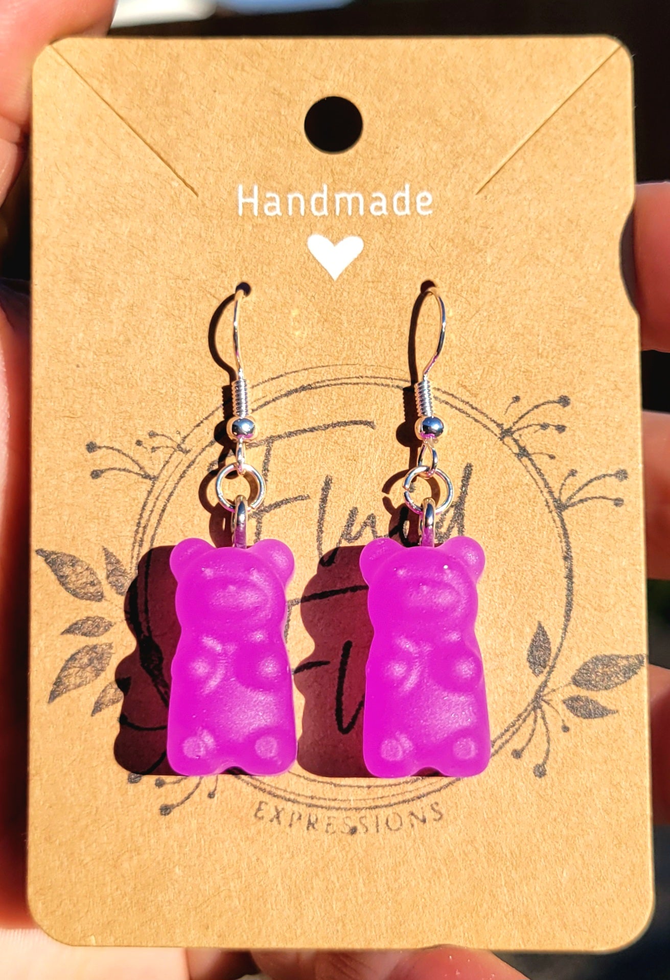 Glow in The Dark Gummy Bear Earrings (PURPLE)