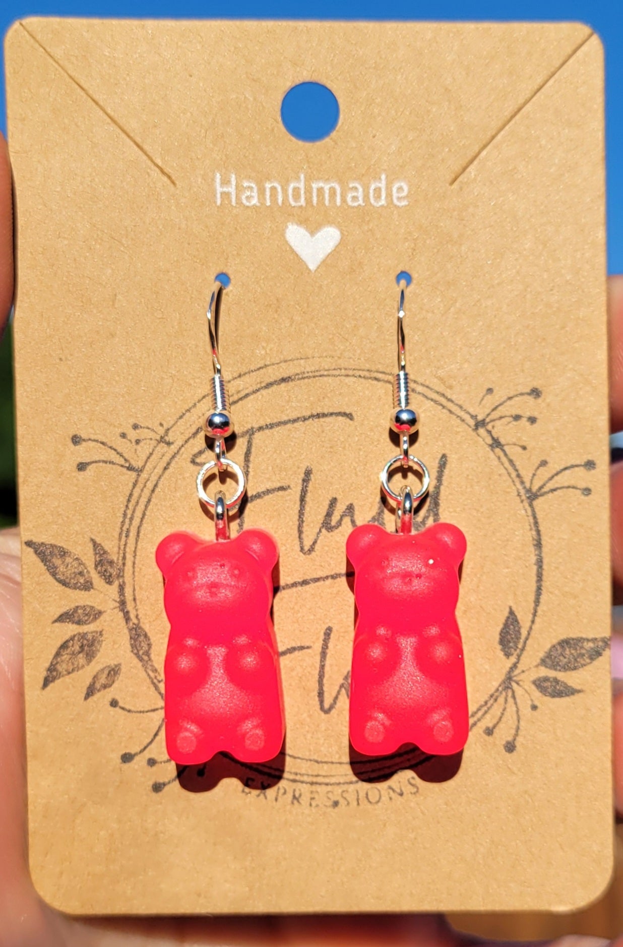 Glow in The Dark Gummy Bear Earrings (PINK)