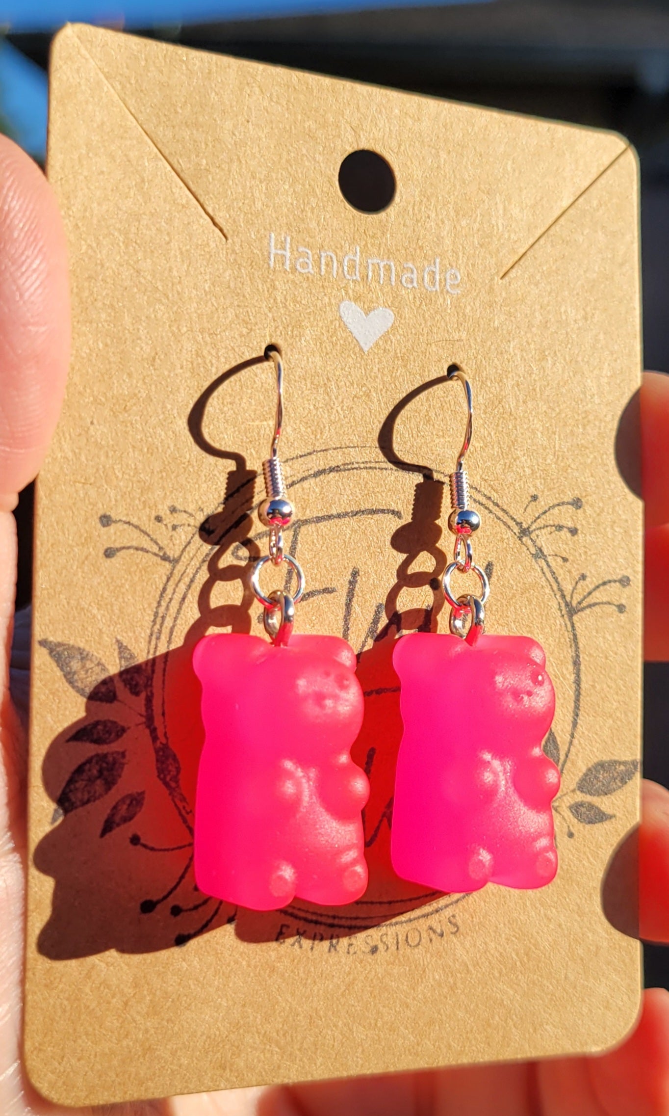 Glow in The Dark Gummy Bear Earrings (PINK)