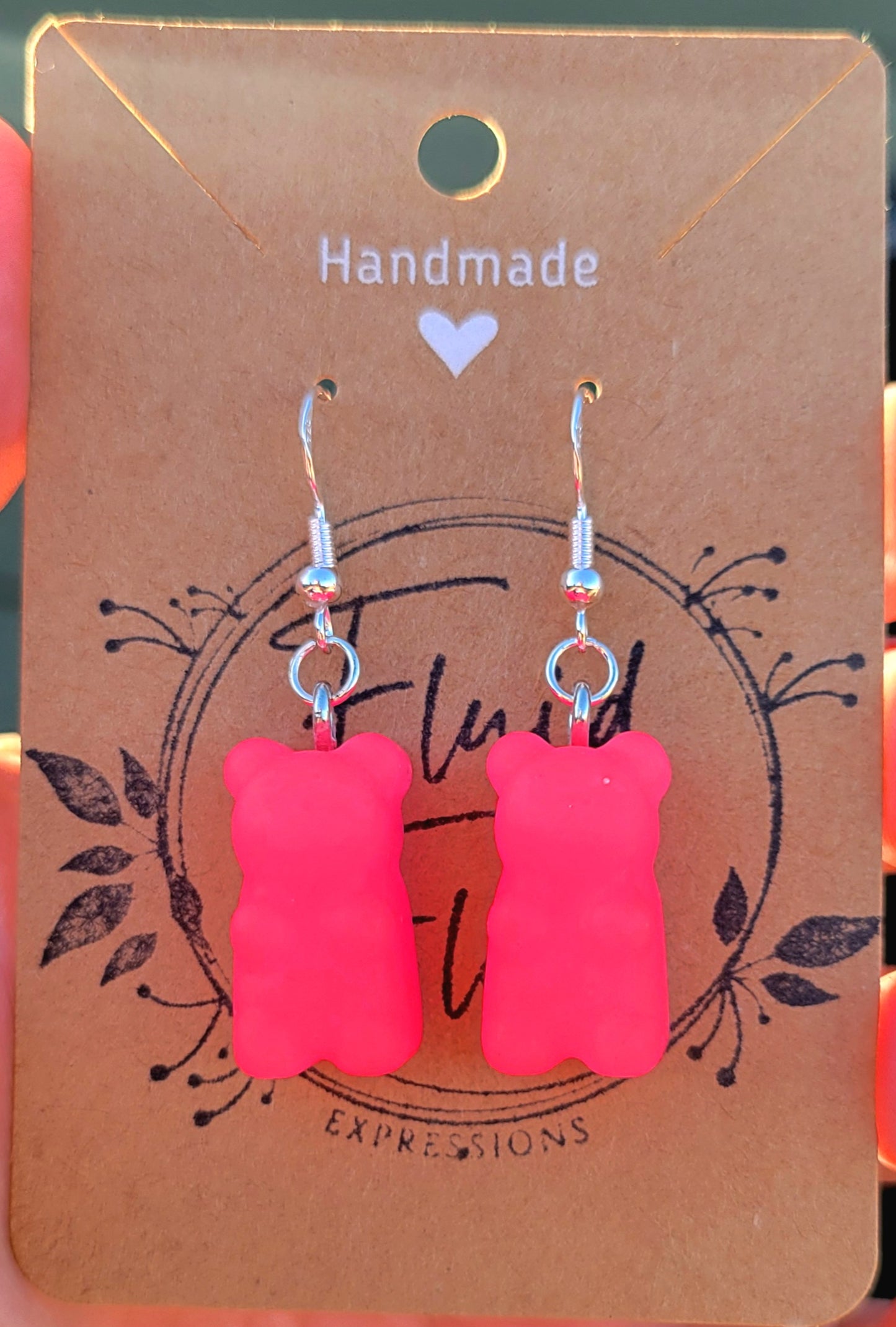 Glow in The Dark Gummy Bear Earrings (PINK)