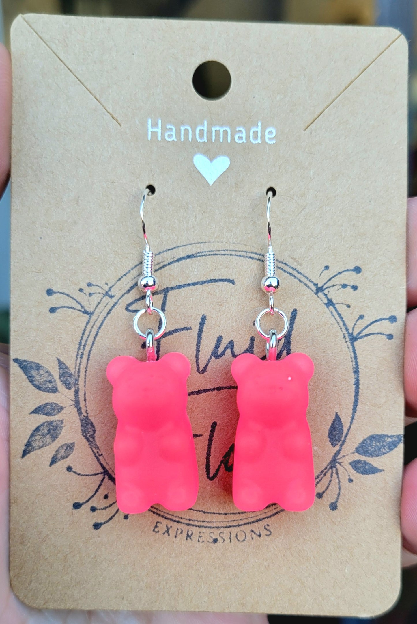 Glow in The Dark Gummy Bear Earrings (PINK)