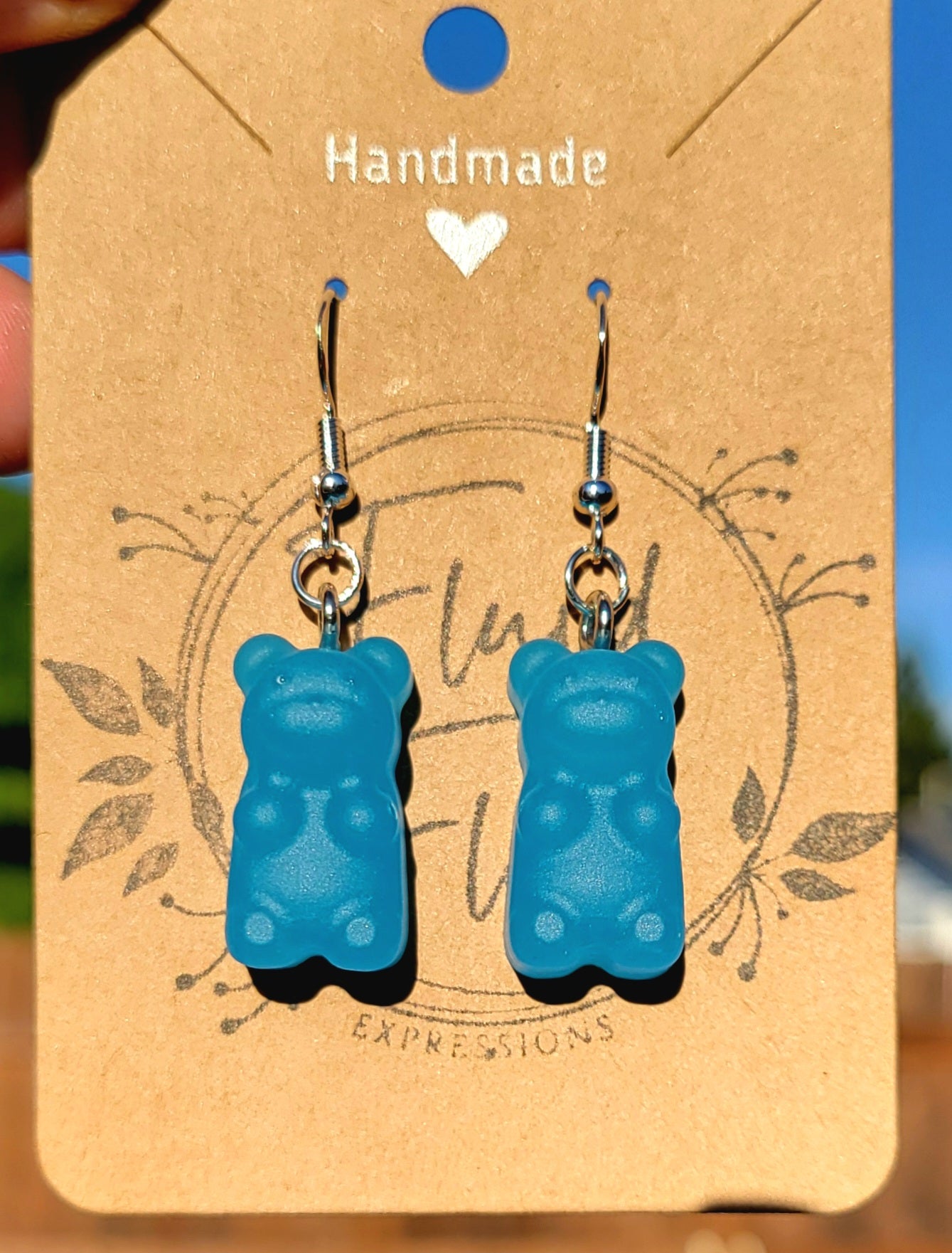 Glow in The Dark Gummy Bear Earrings (BLUE)
