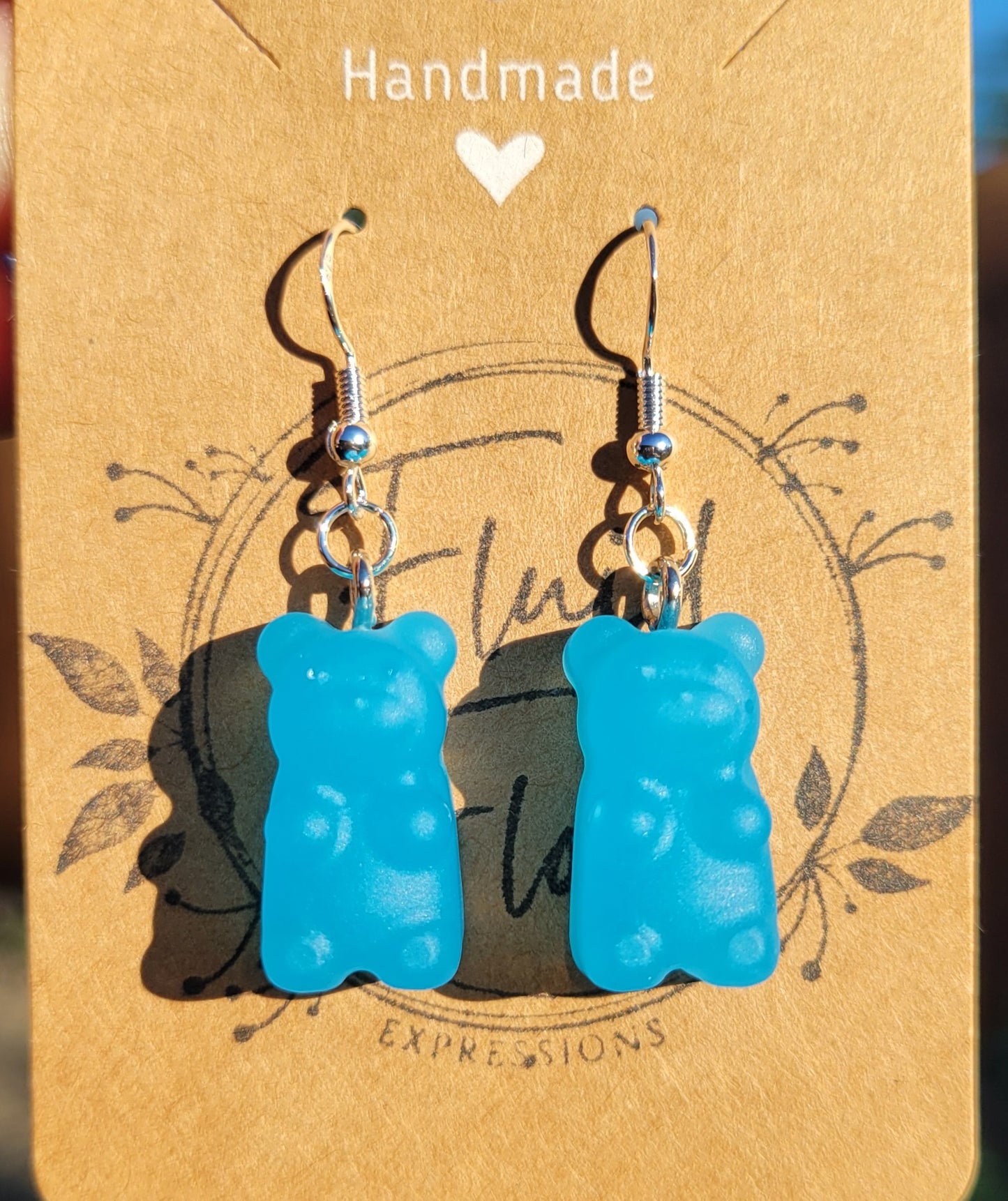 Glow in The Dark Gummy Bear Earrings (BLUE)
