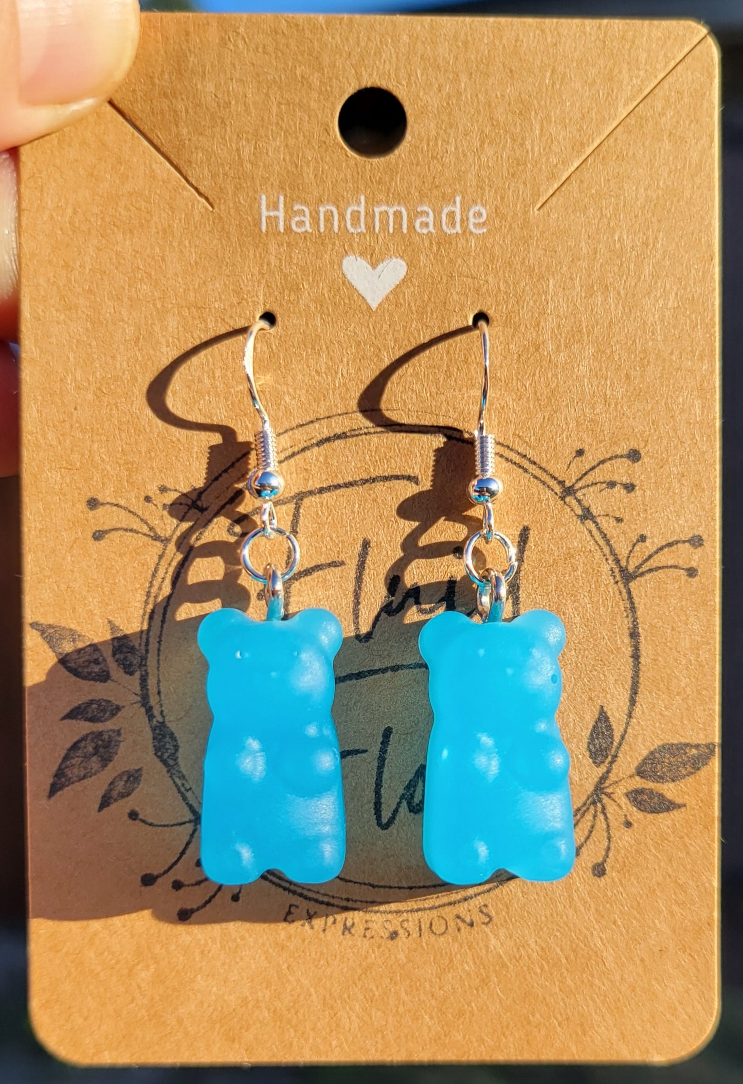Glow in The Dark Gummy Bear Earrings (BLUE)