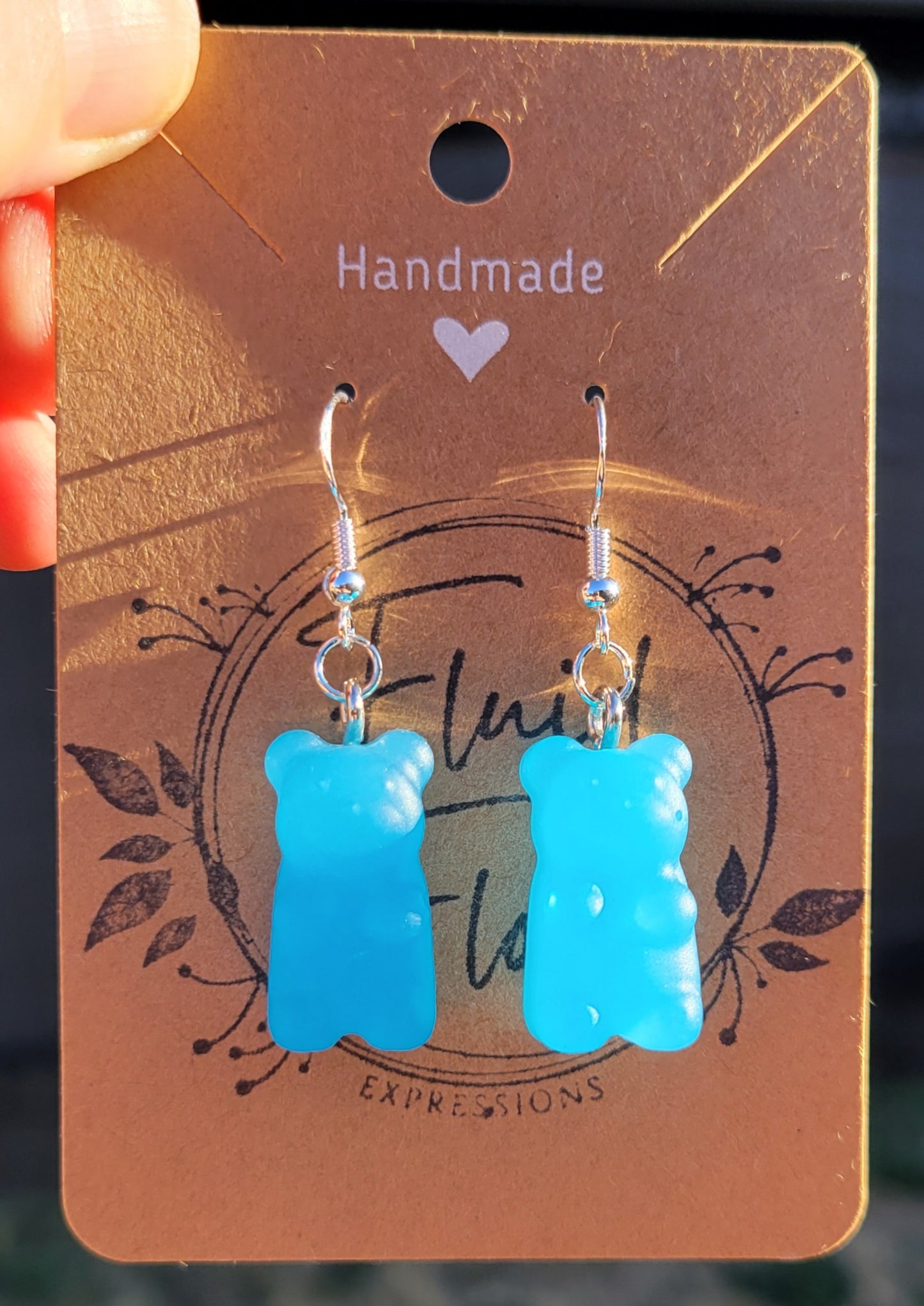 Glow in The Dark Gummy Bear Earrings (BLUE)