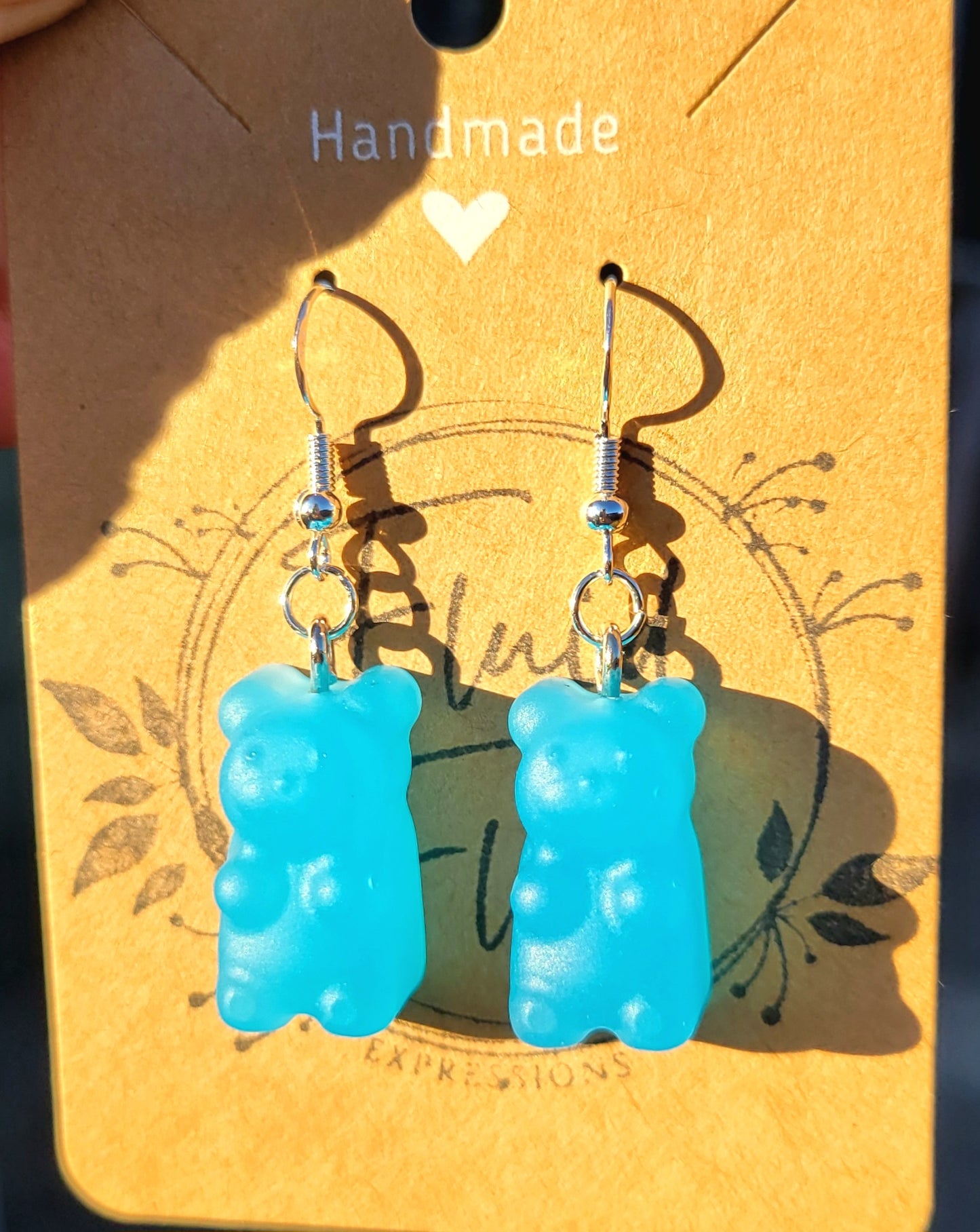 Glow in The Dark Gummy Bear Earrings (BLUE)