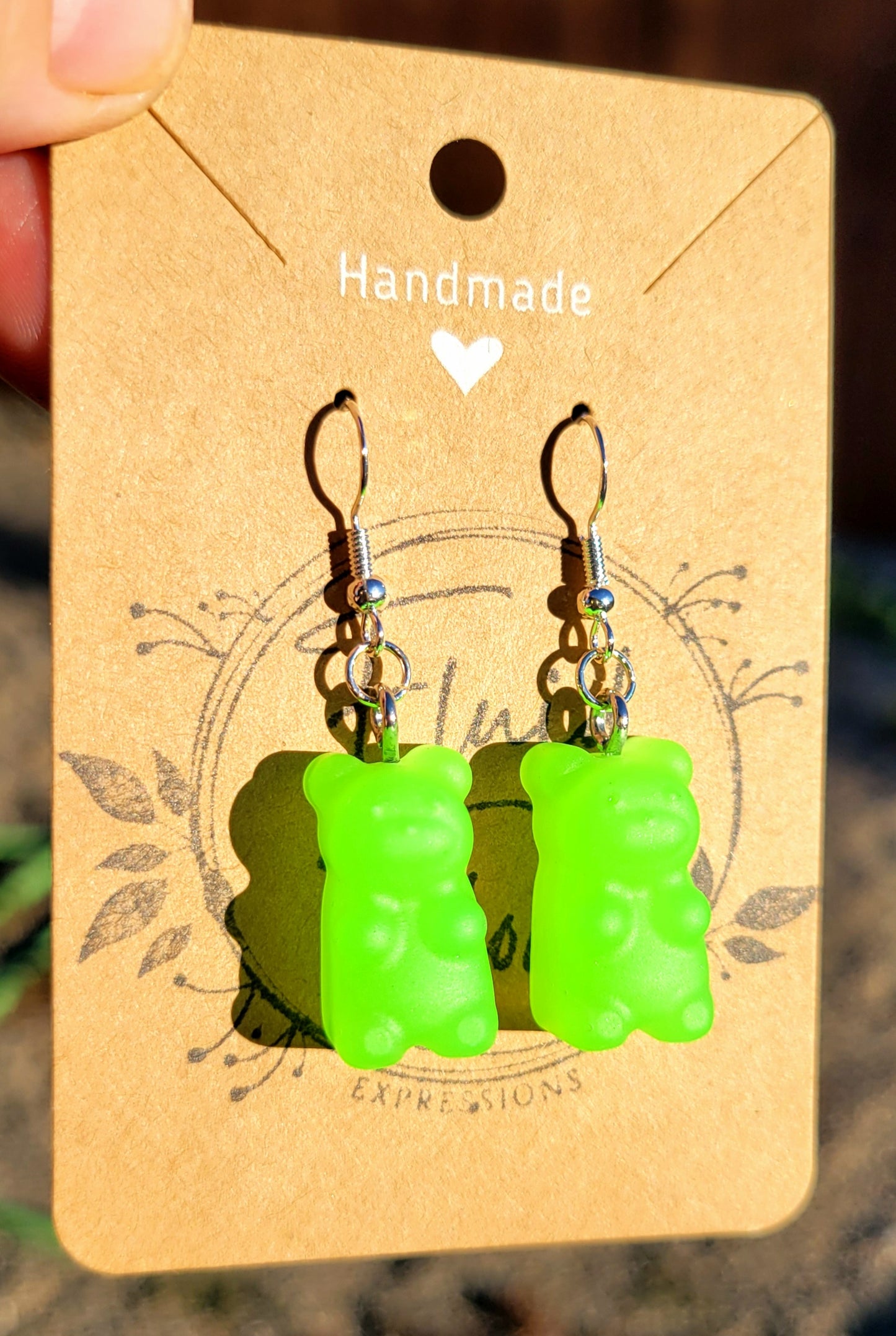 Glow in The Dark Gummy Bear Earrings (GREEN)