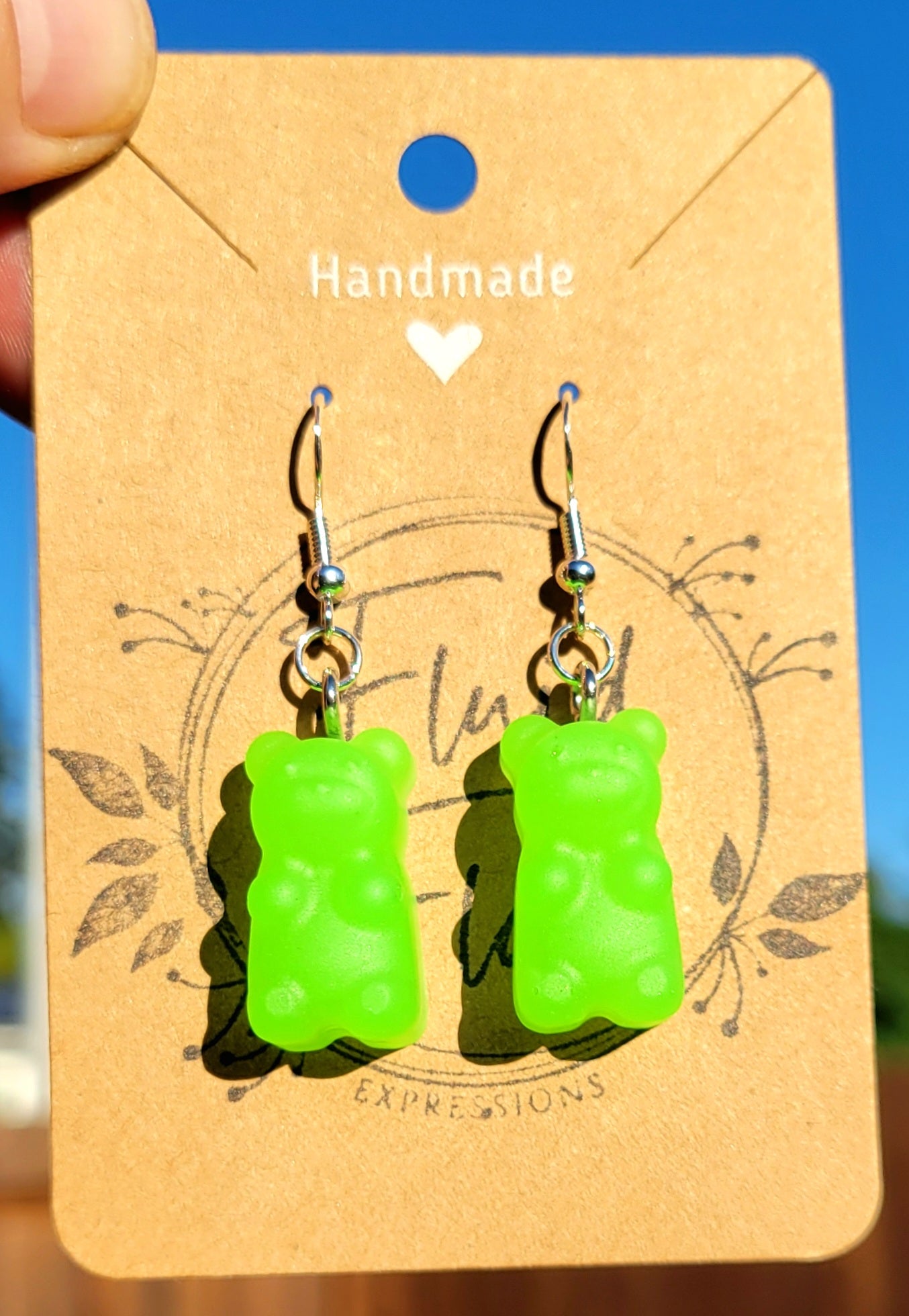 Glow in The Dark Gummy Bear Earrings (GREEN)