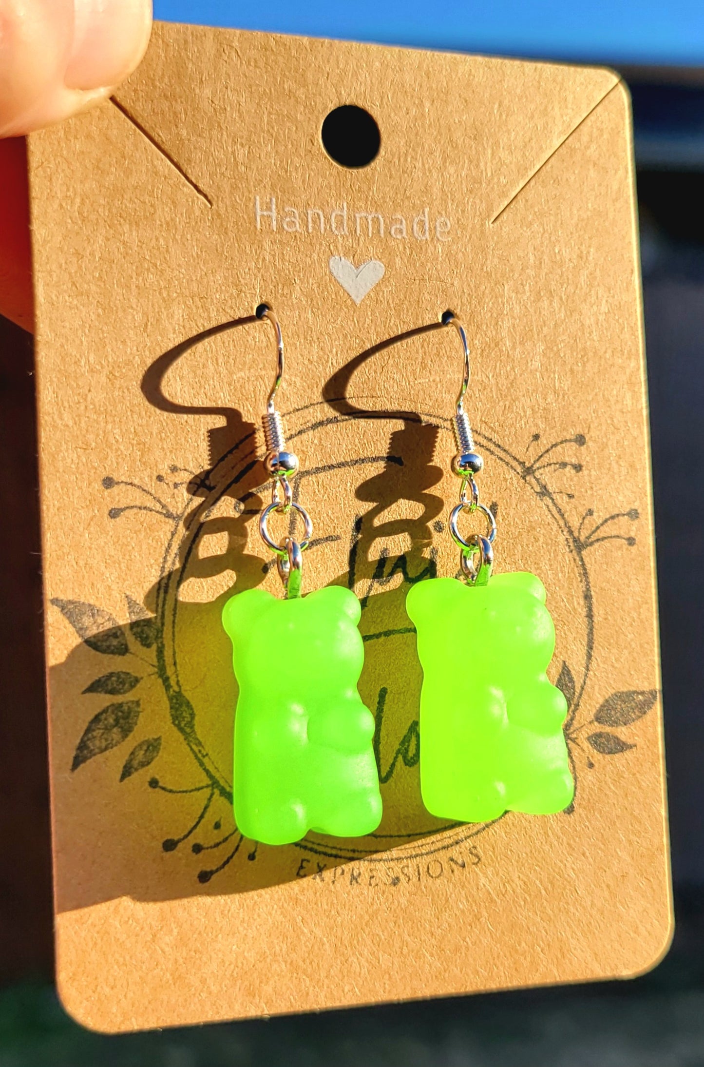 Glow in The Dark Gummy Bear Earrings (GREEN)