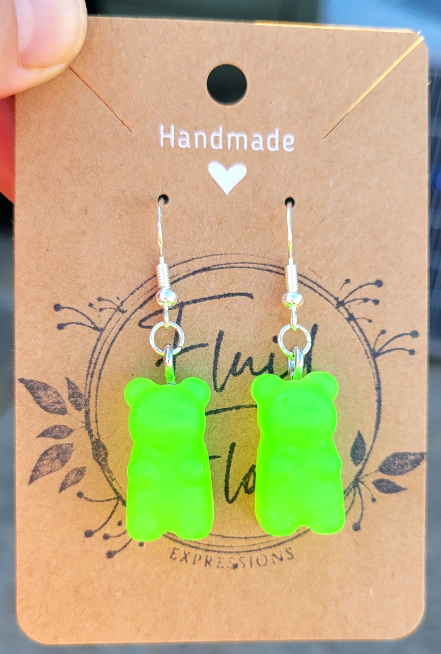 Glow in The Dark Gummy Bear Earrings (GREEN)