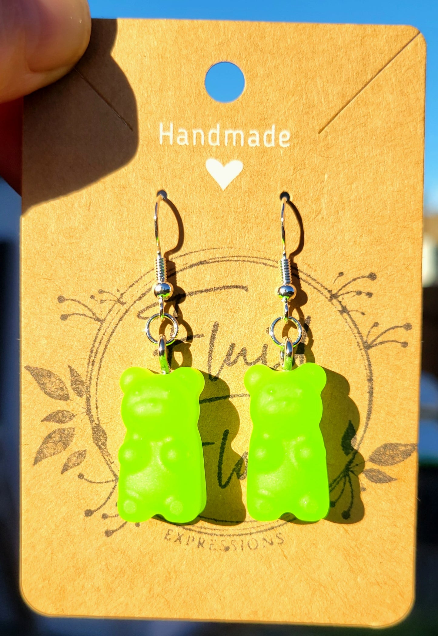 Glow in The Dark Gummy Bear Earrings (GREEN)