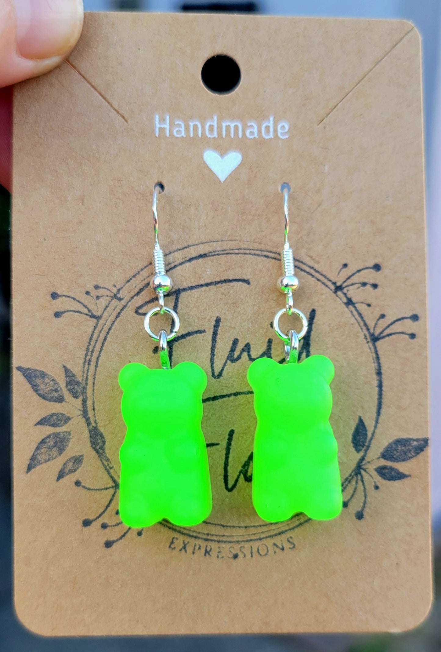 Glow in The Dark Gummy Bear Earrings (GREEN)